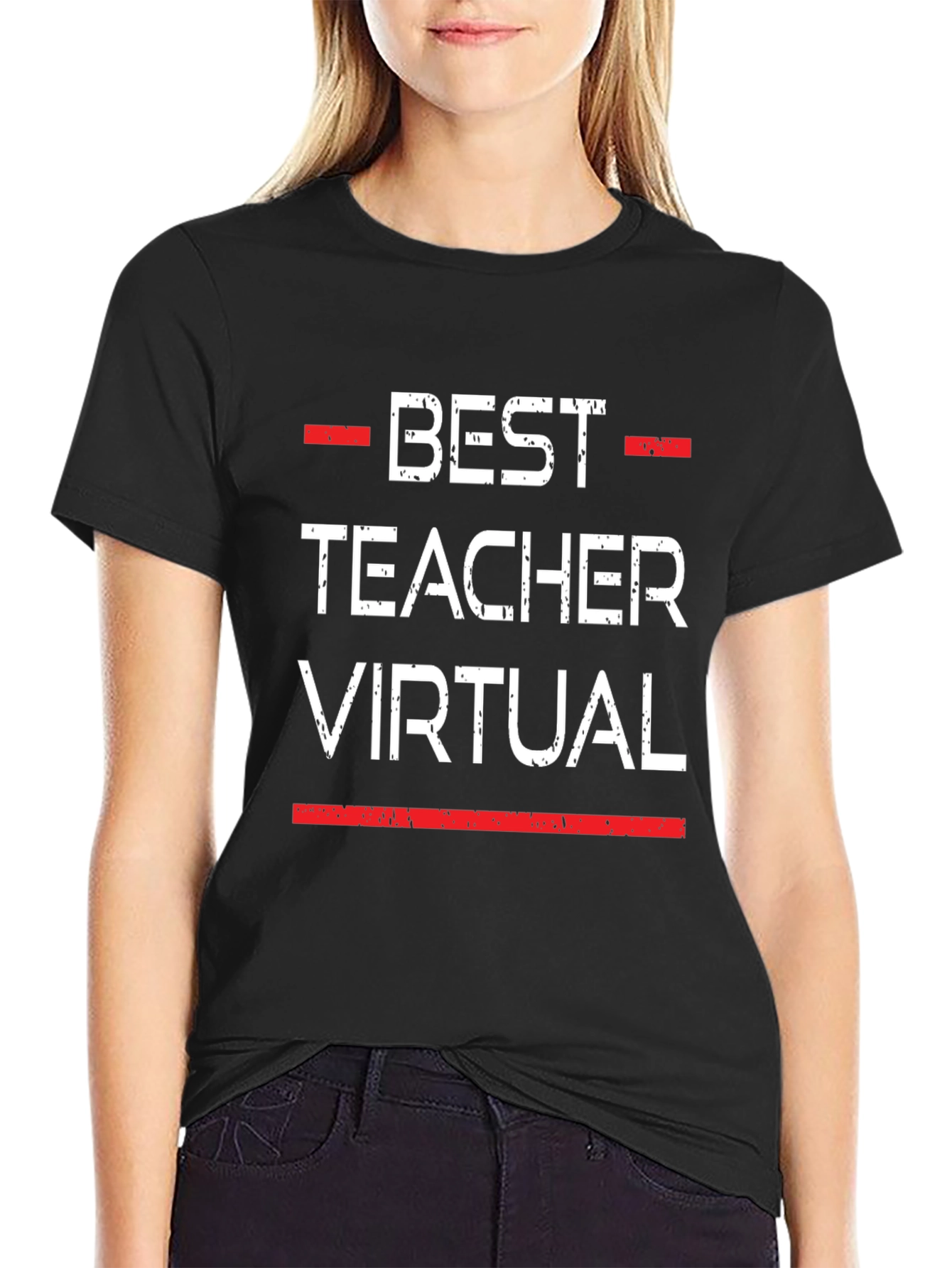 Black Best Teacher Virtual T-Shirt view 2