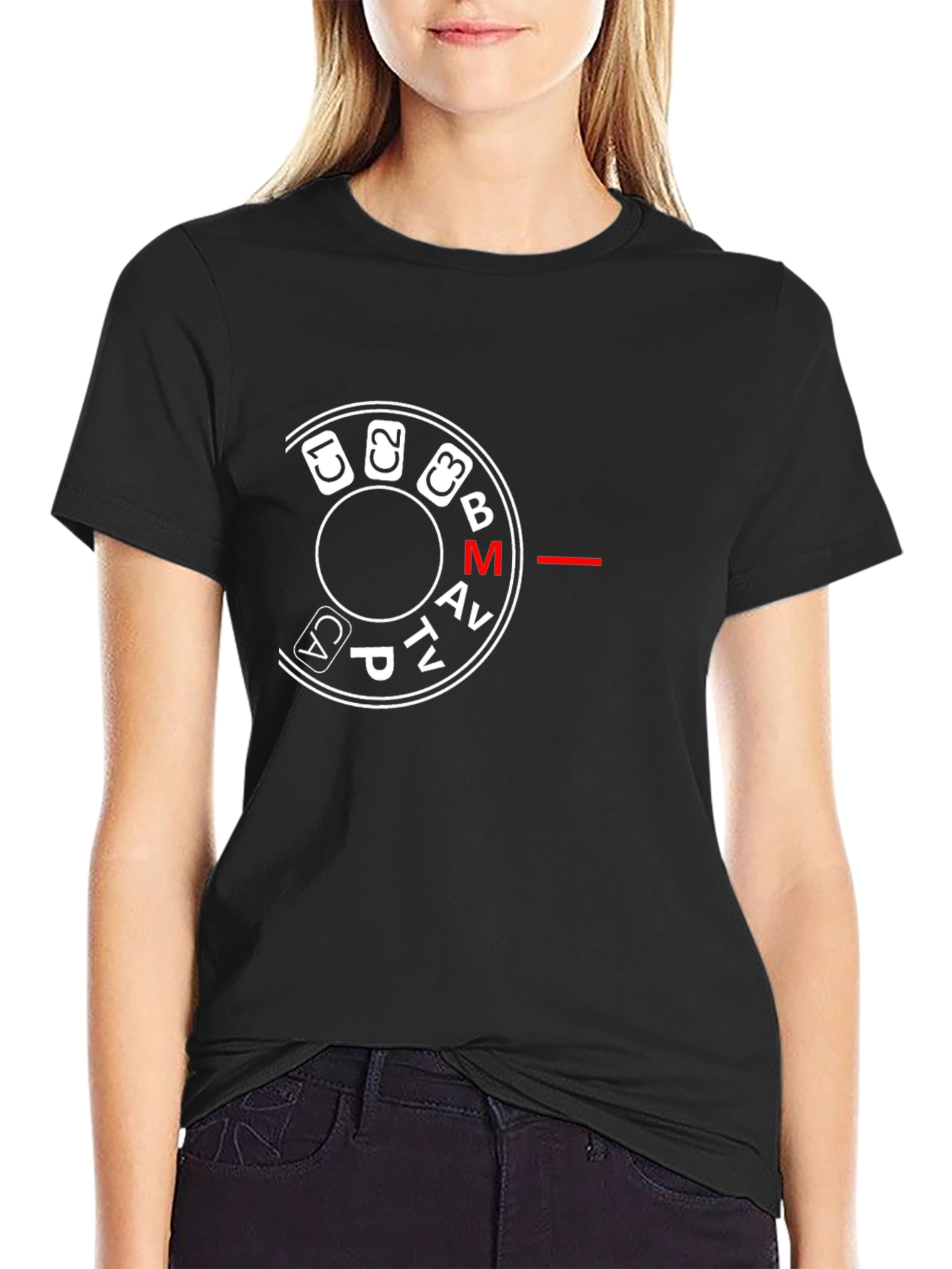 Black Camera Mode Dial Graphic Tee - Black view 2
