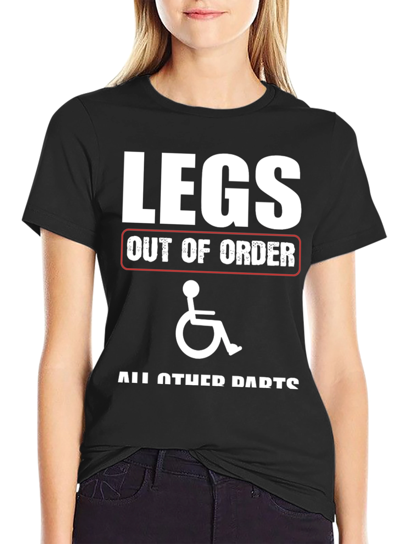 Black Funny Legs Out of Order T-Shirt view 2