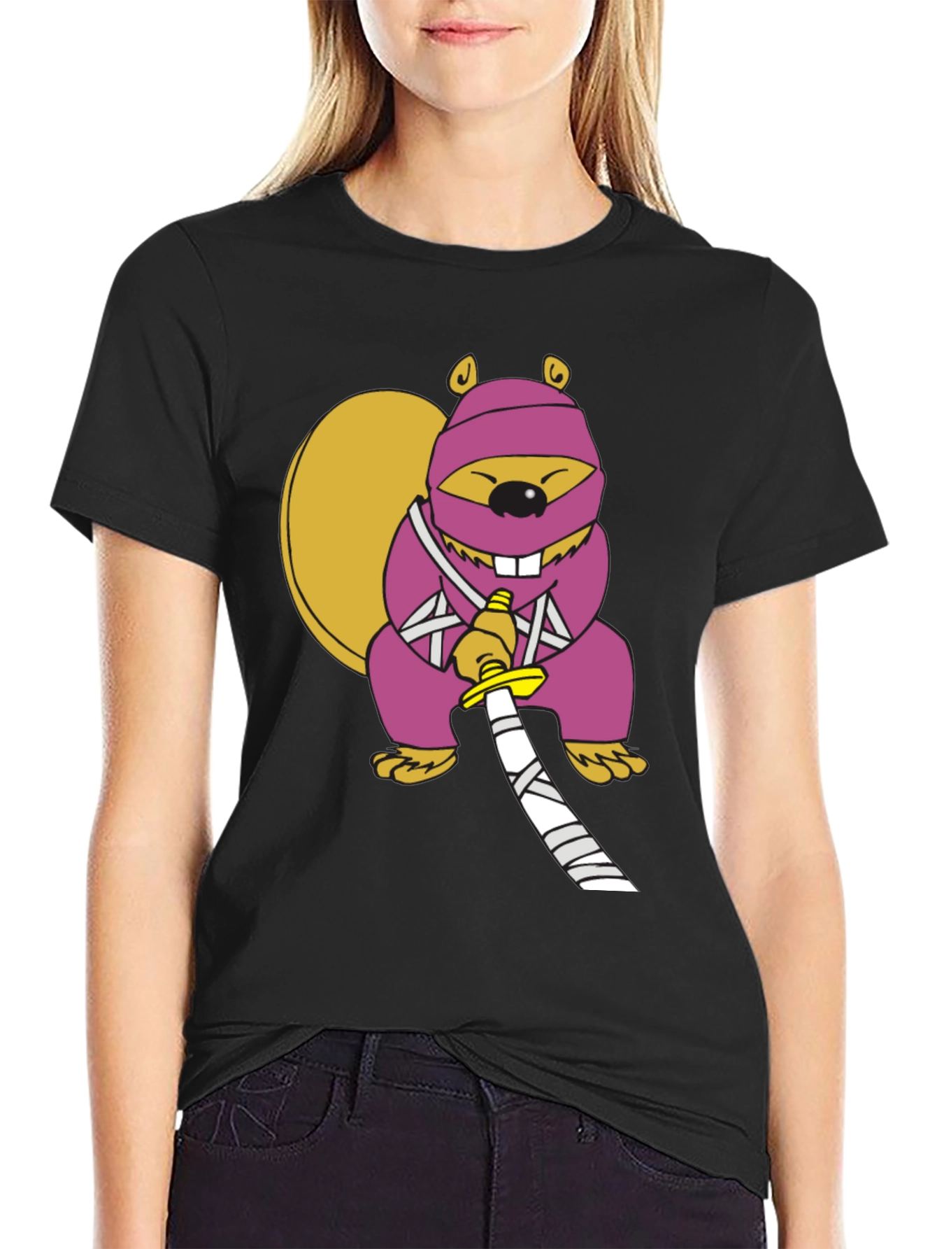Black Ninja Squirrel Graphic Tee view 2