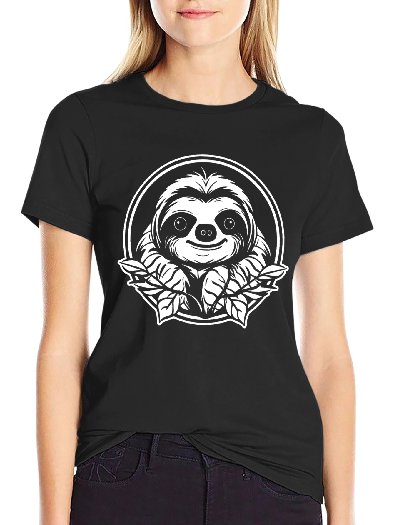 Black Sloth Graphic Tee - Black Cotton Blend view 2