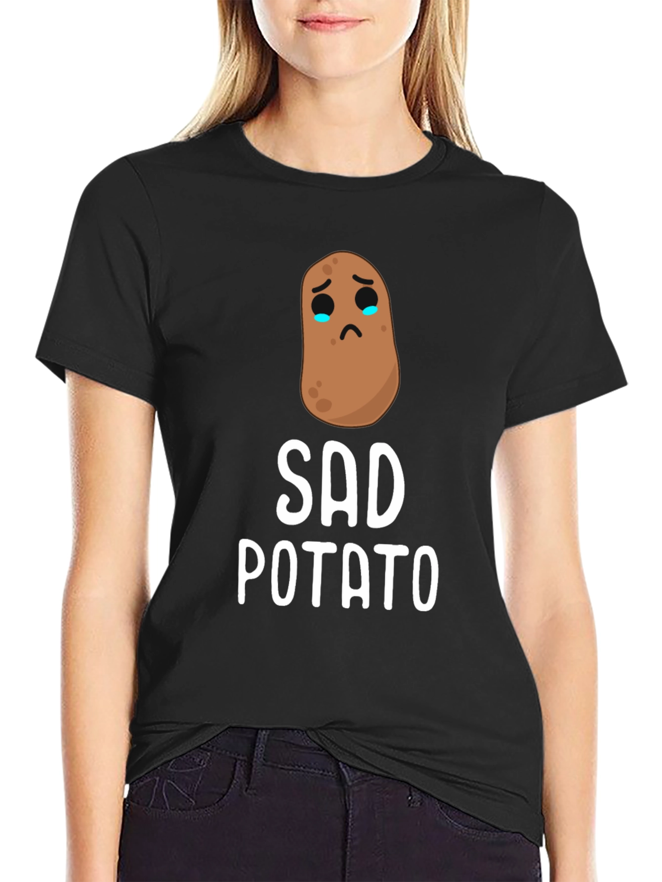 Black Sad Potato Graphic T-Shirt - Unisex Cotton Tee view 2