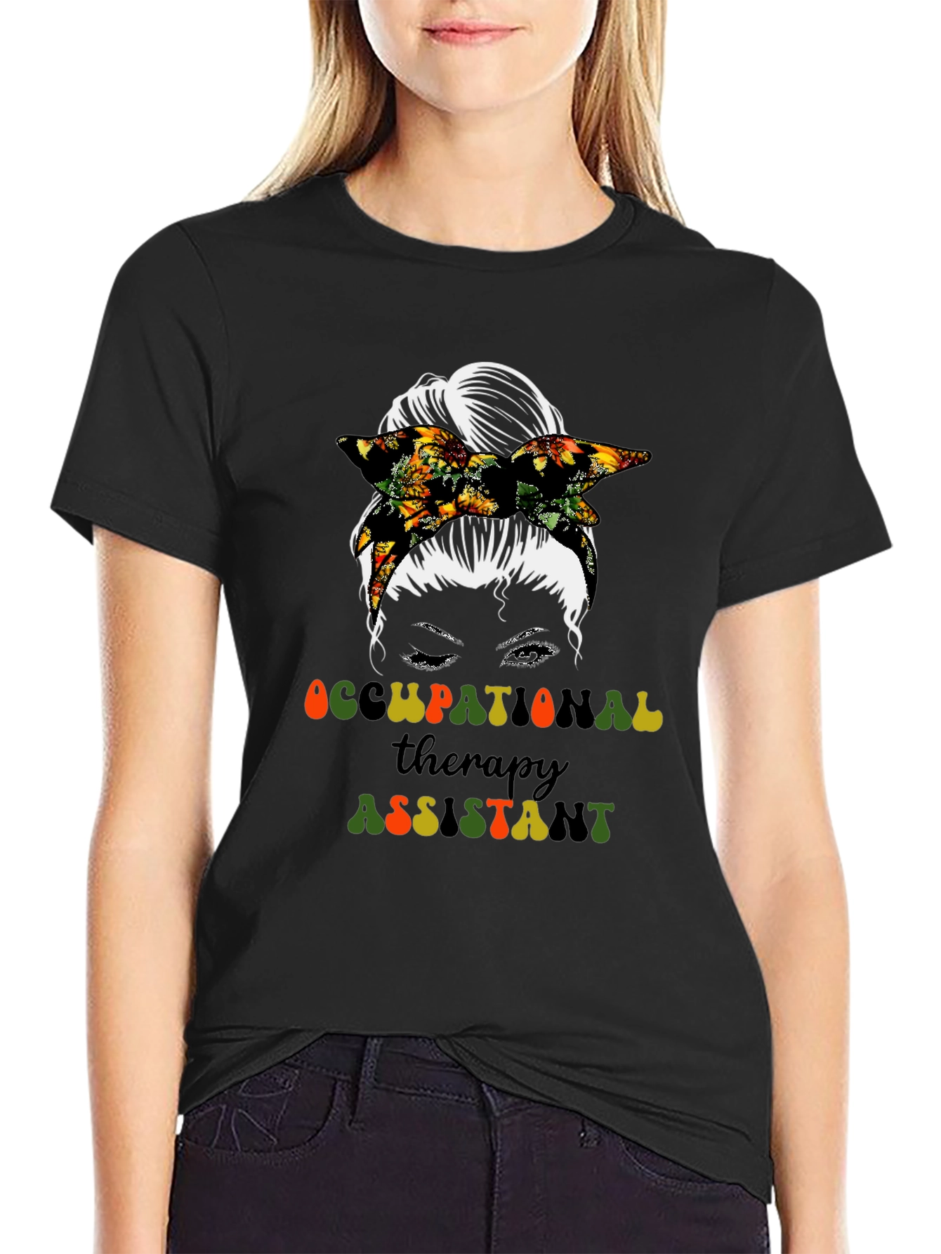 Black Occupational Therapy Assistant T-Shirt view 2