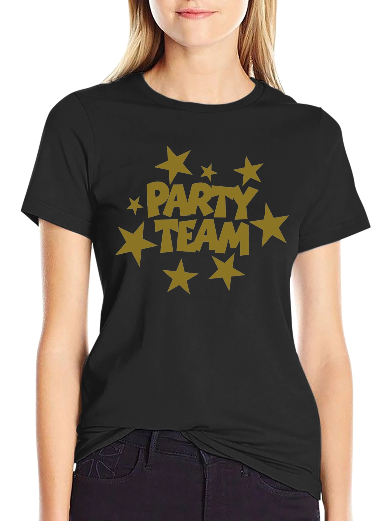 Black Party Team Graphic Print Black T-Shirt view 2