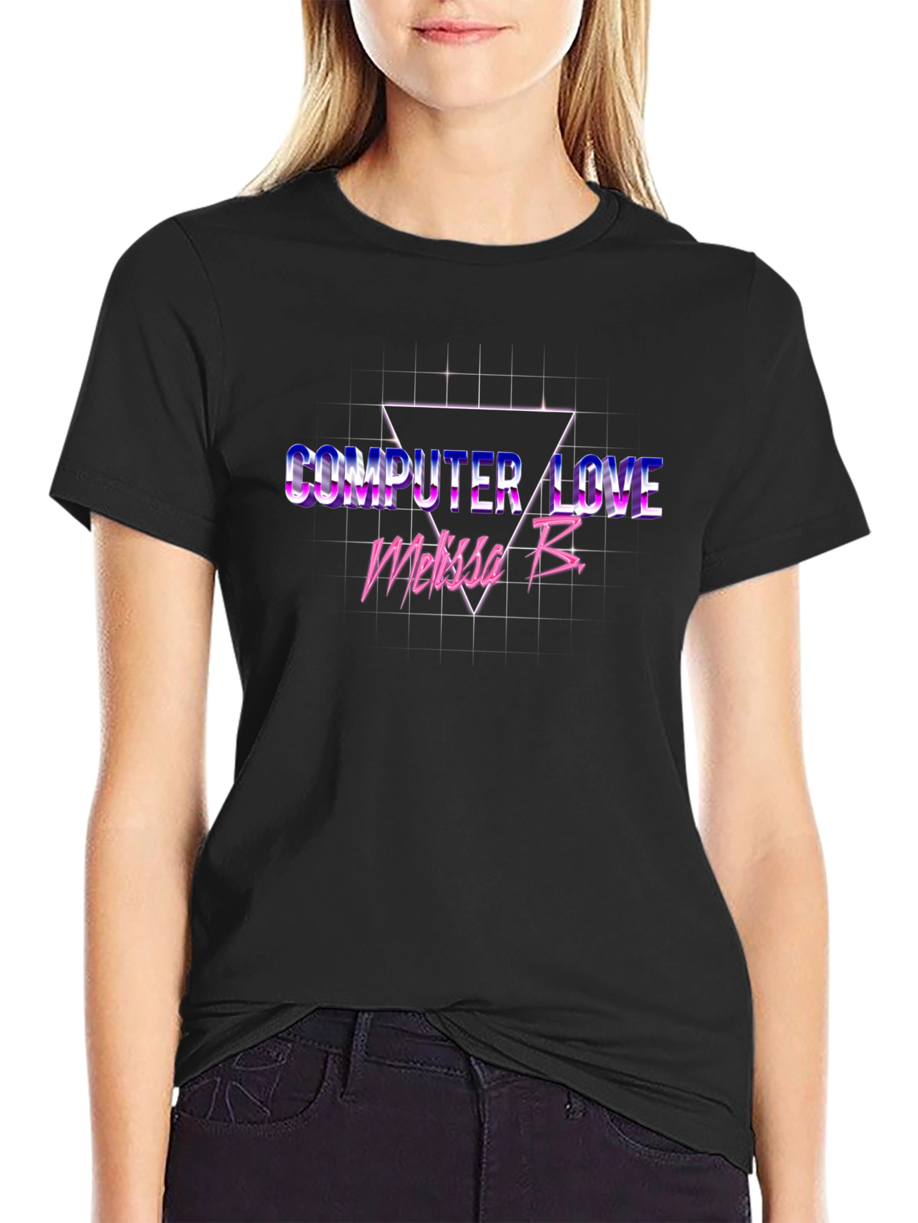 Black Computer Love Retro T-Shirt view 2