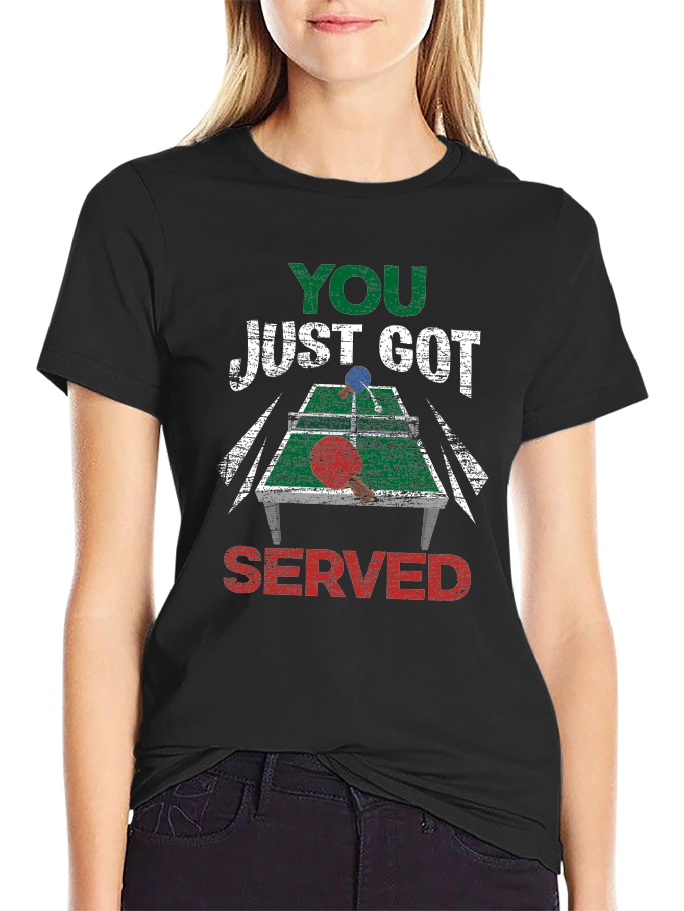 Black You Just Got Served Ping Pong T-Shirt view 2