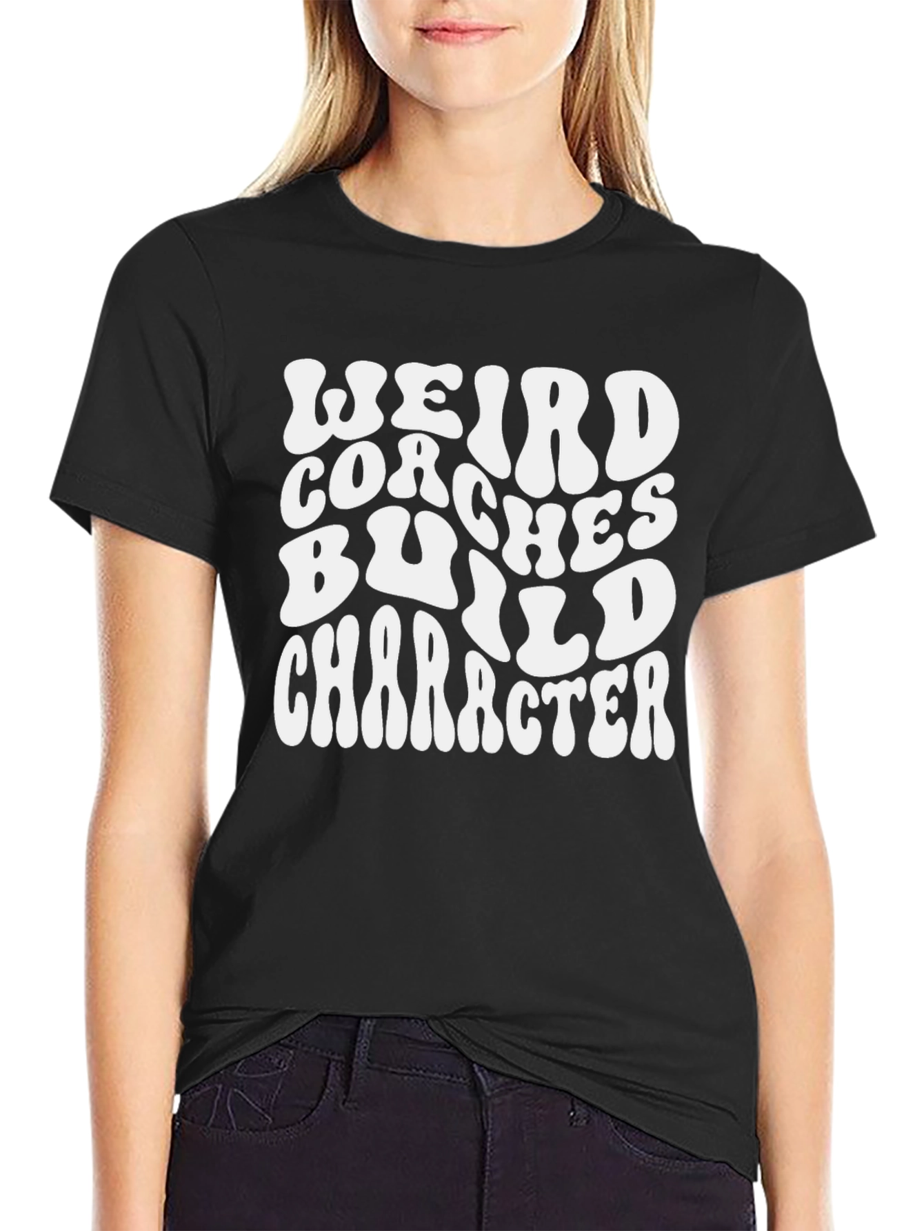 Black Weird Coaches Build Character Graphic Tee view 2