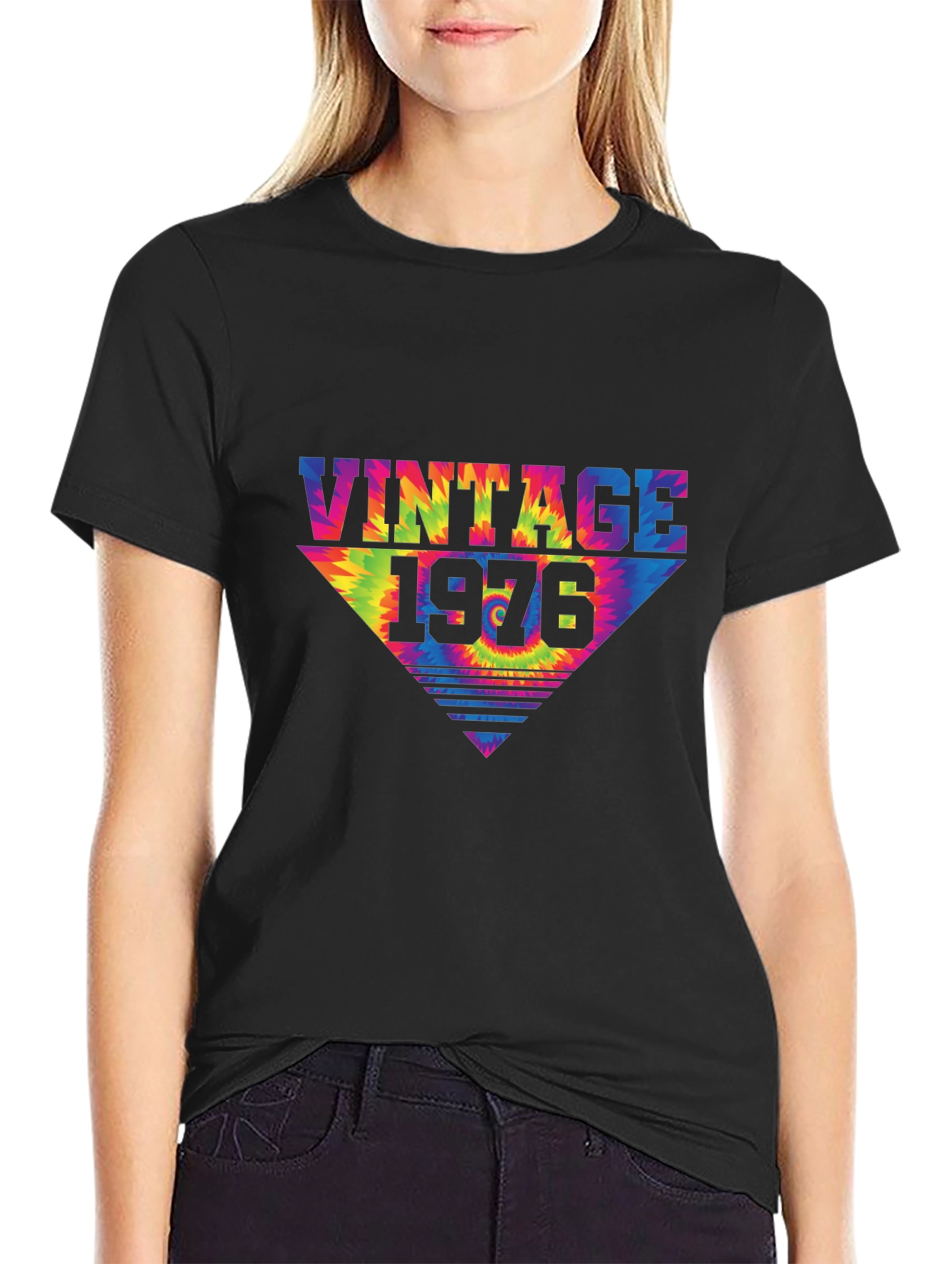 Black Vintage 1976 Graphic Tee - Retro Style view 2