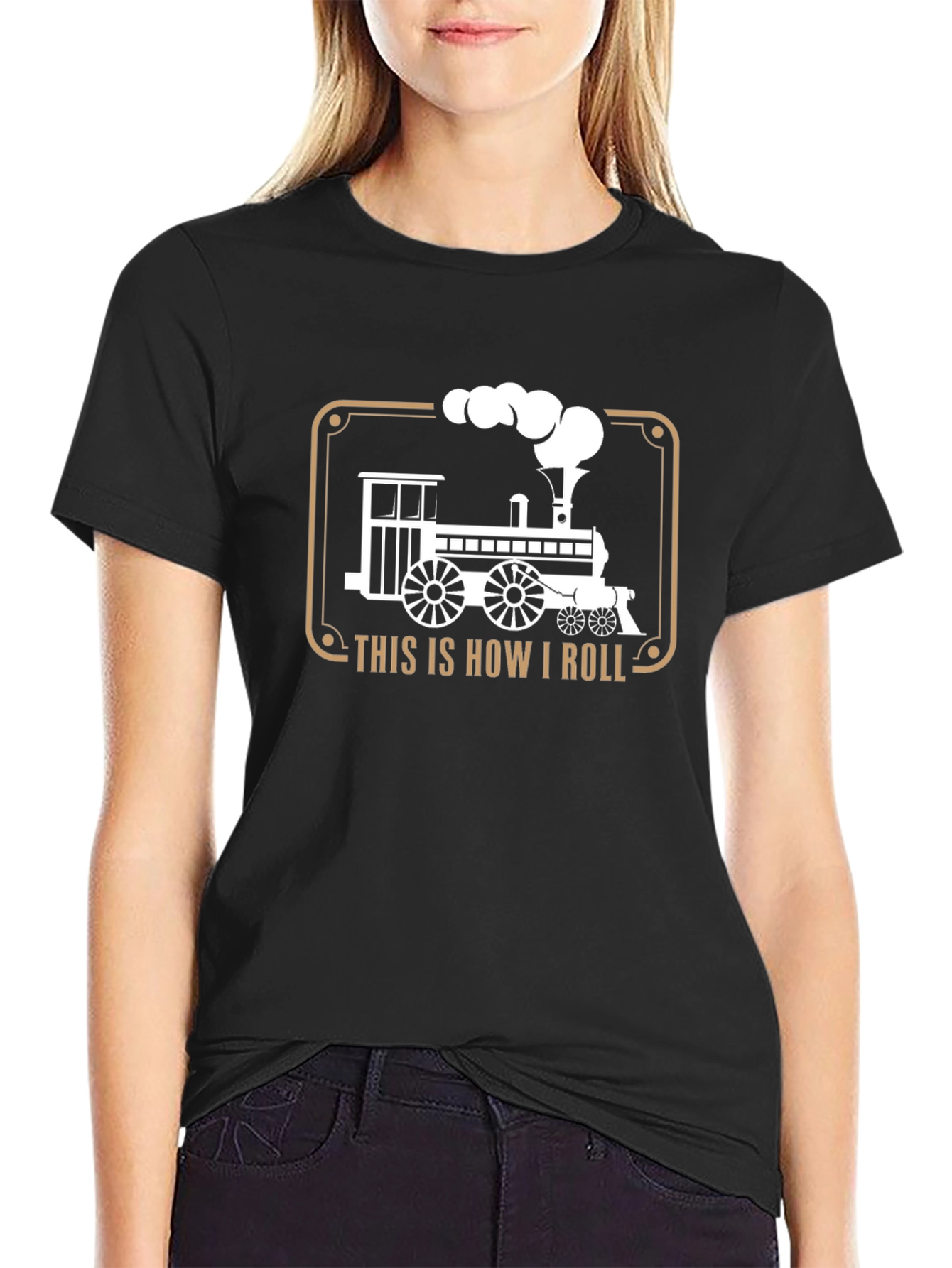 Black This is How I Roll Steam Train T-Shirt view 2
