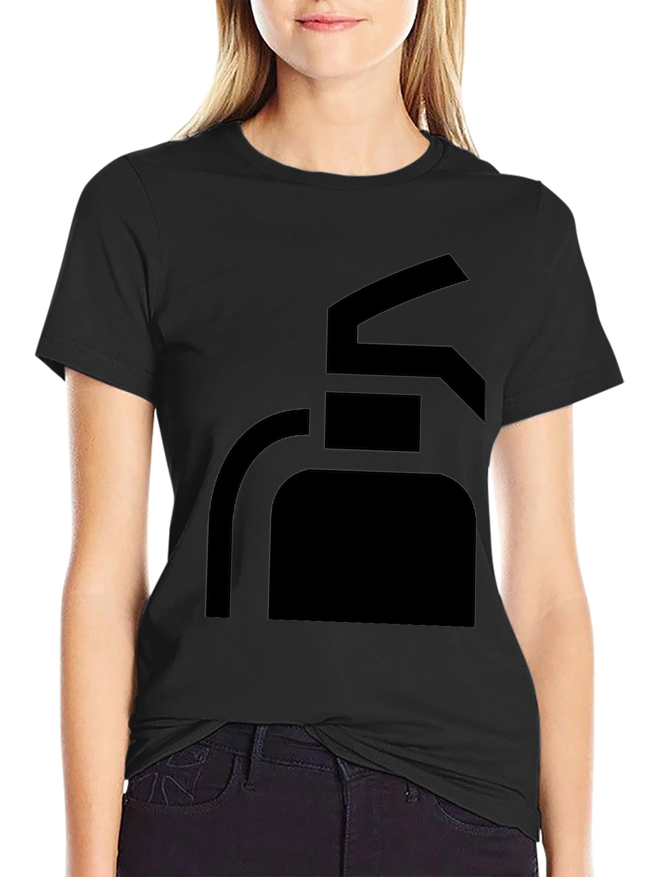 Black Men's Black T-Shirt with Fire Extinguisher Graphic view 2