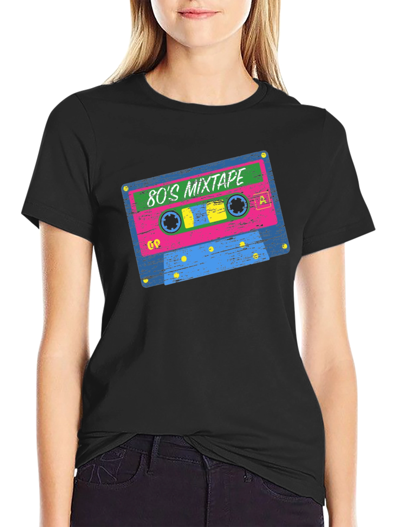Black 80's Mixtape Retro Graphic T-Shirt view 2