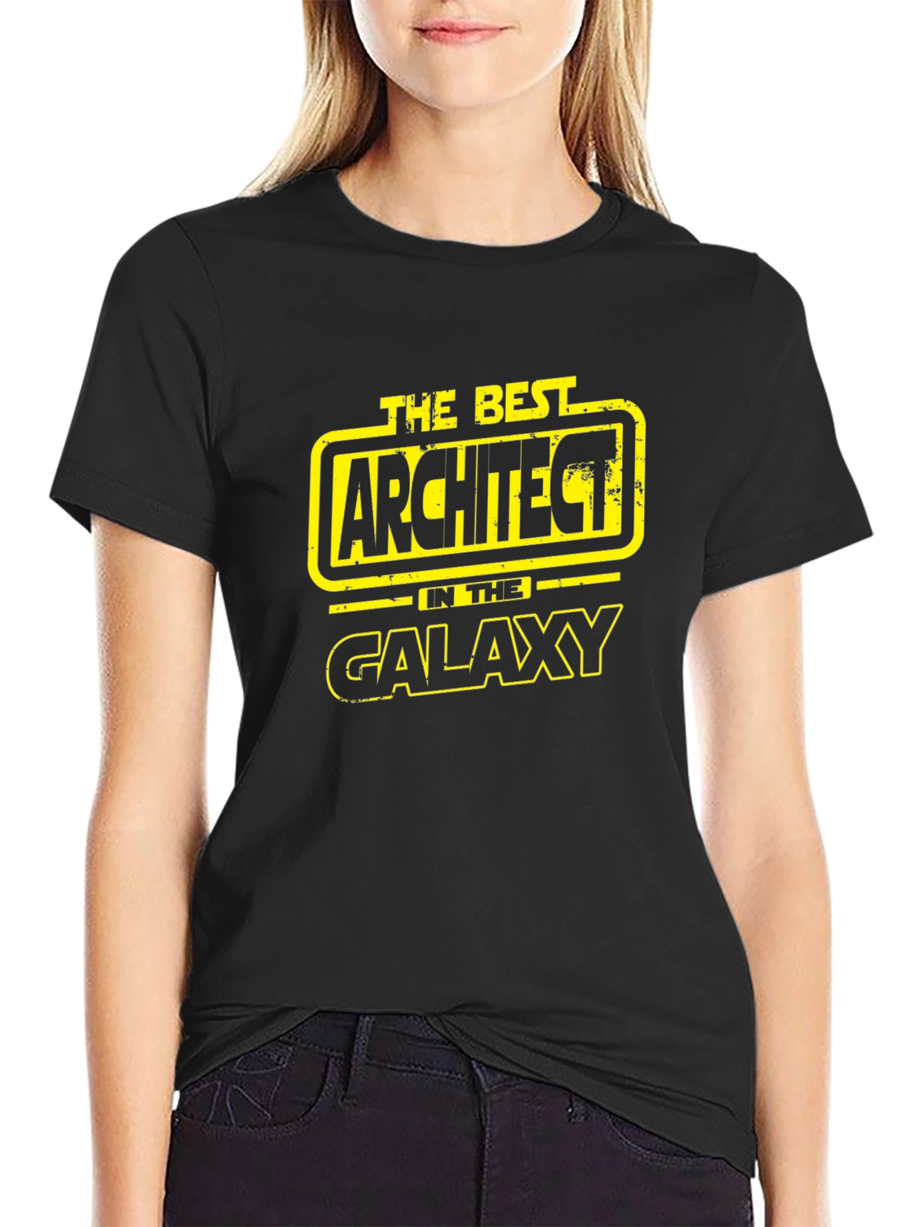 Black The Best Architect in the Galaxy Black T-Shirt view 2