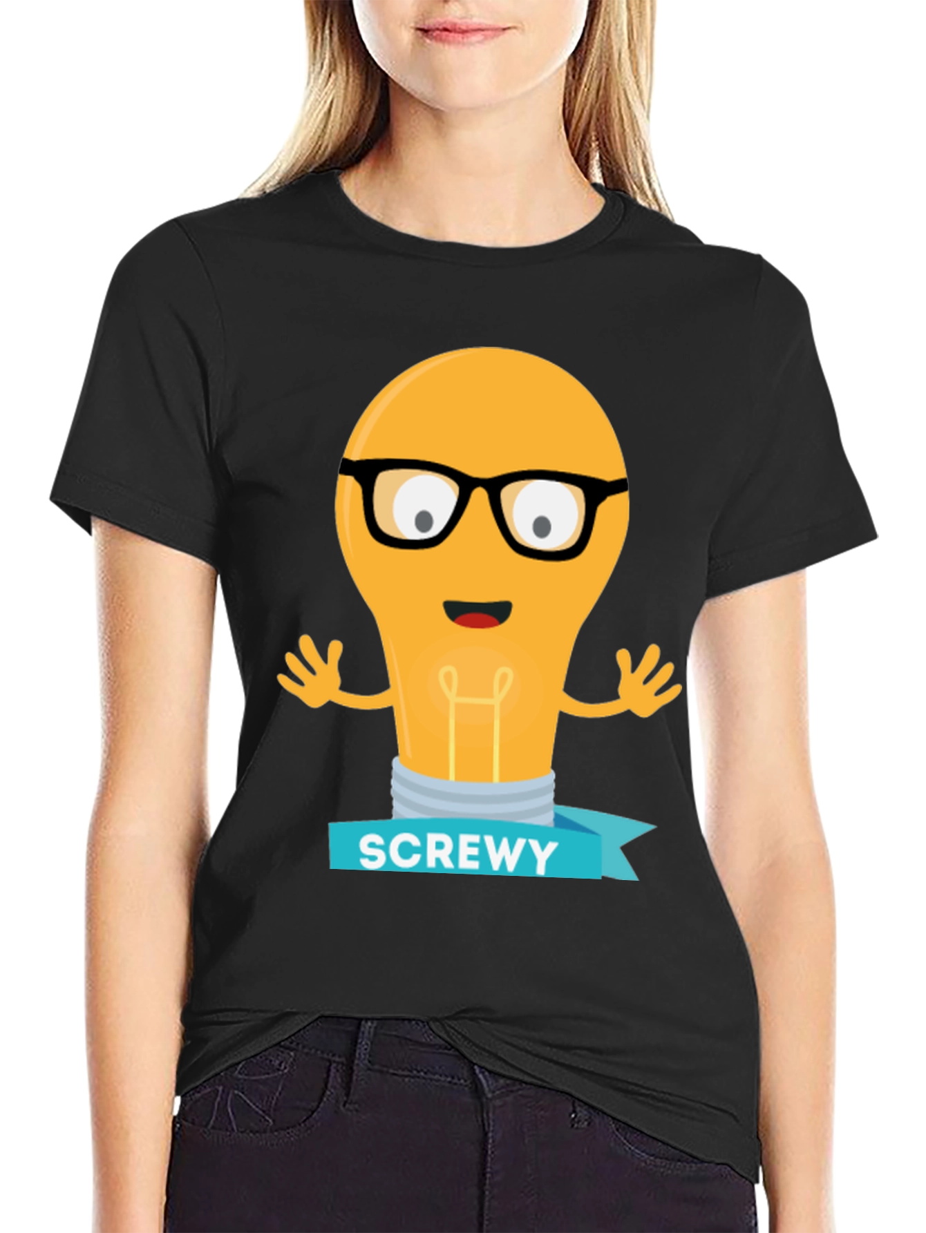 Black Screwy Light Bulb Graphic Tee view 2