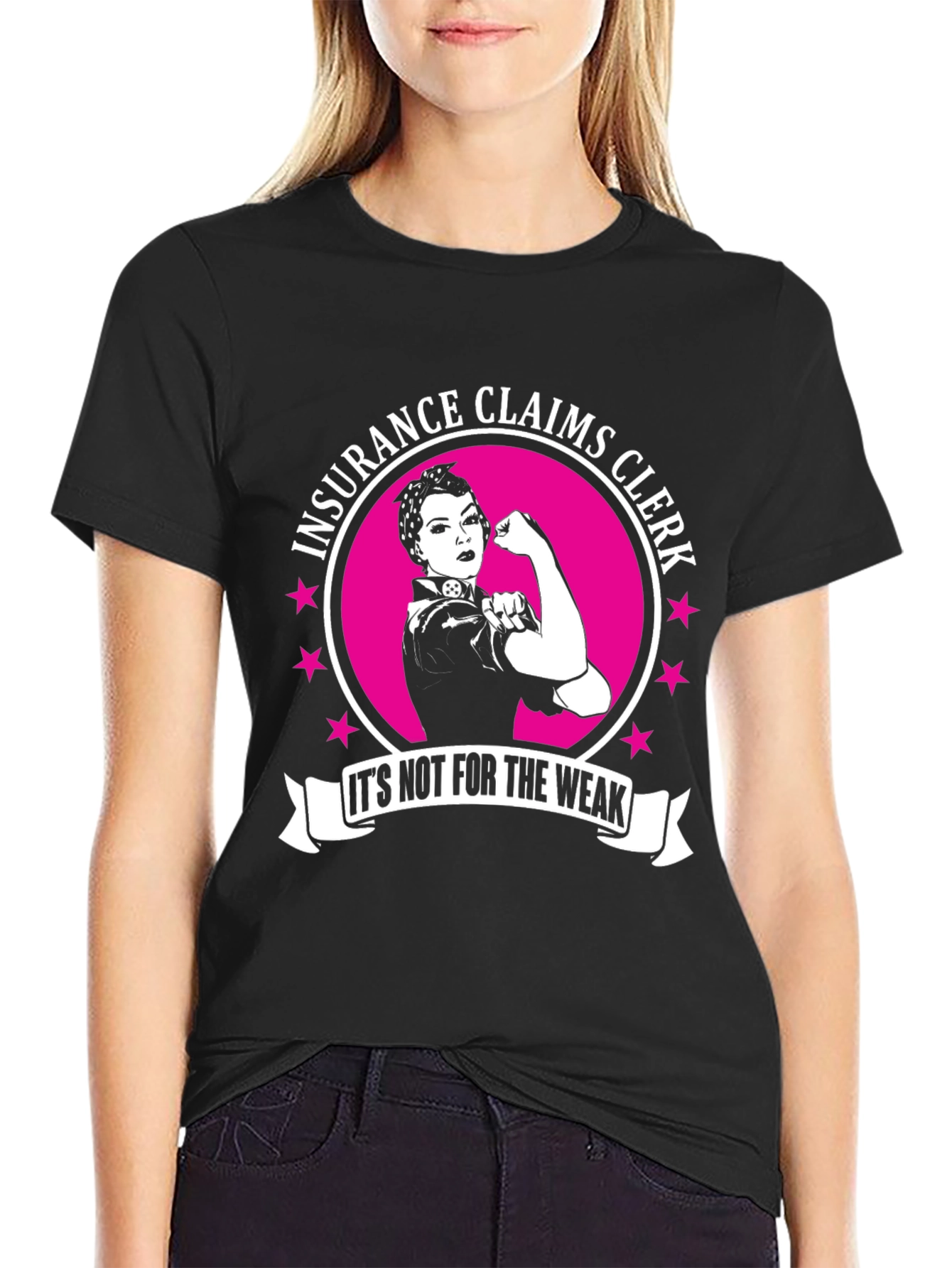 Black Insurance Claims Clerk "Not For The Weak" T-Shirt view 2