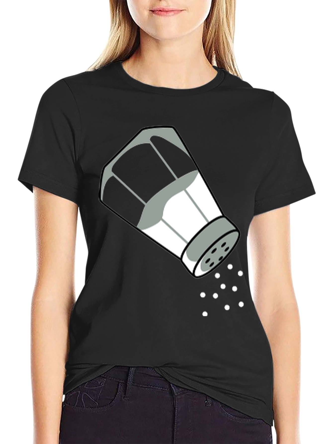 Black Salt Shaker Graphic Tee - Quirky T-Shirt Design view 2