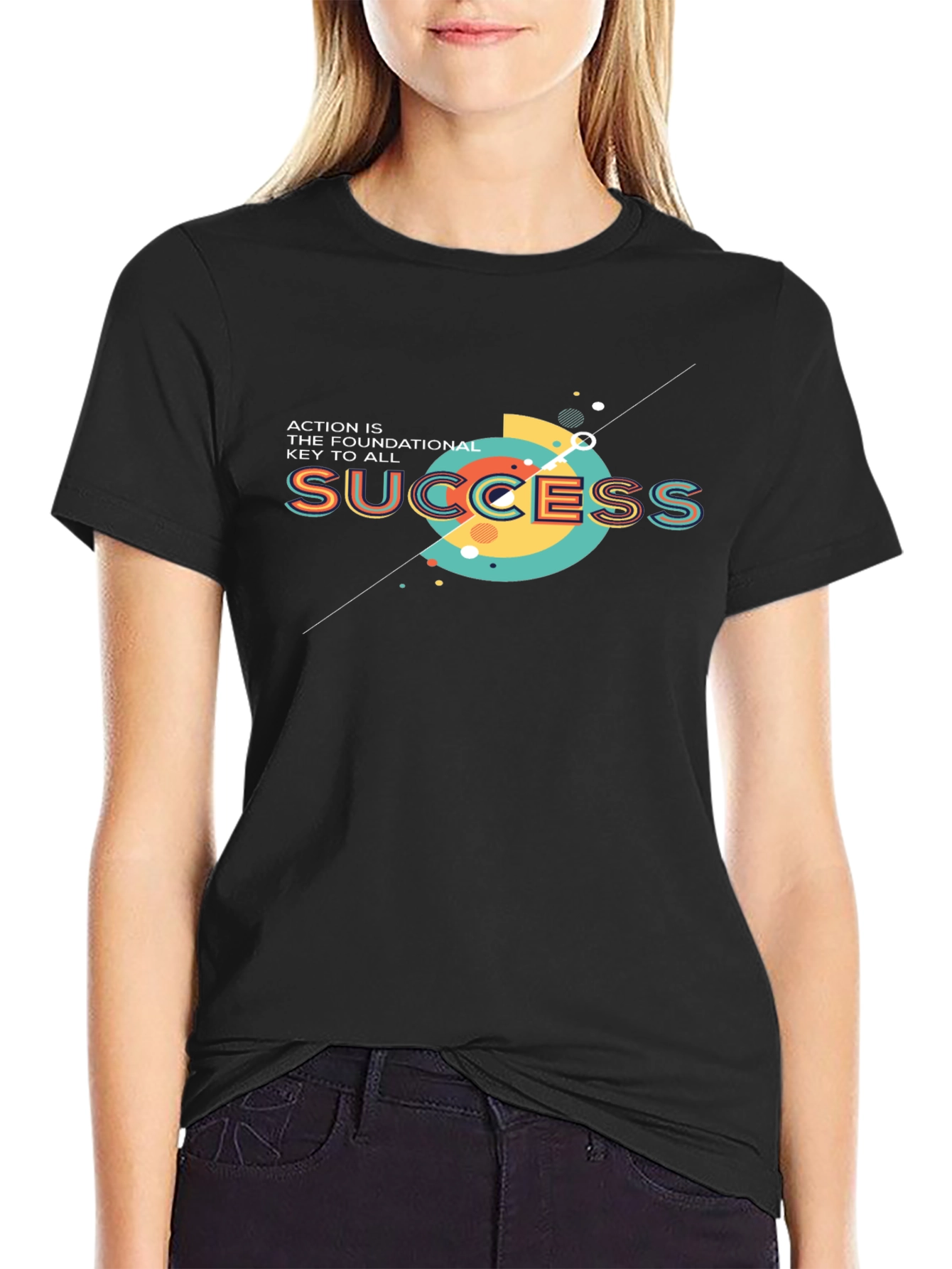 Black Success Graphic Tee - Action is Key! view 2