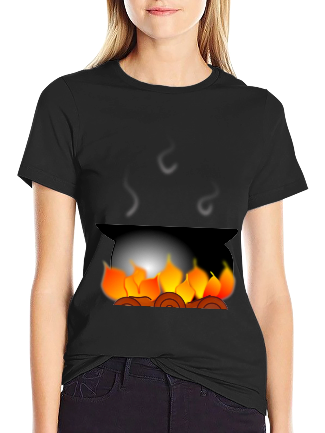 Black Campfire Graphic Tee - Cozy Black T-Shirt view 2