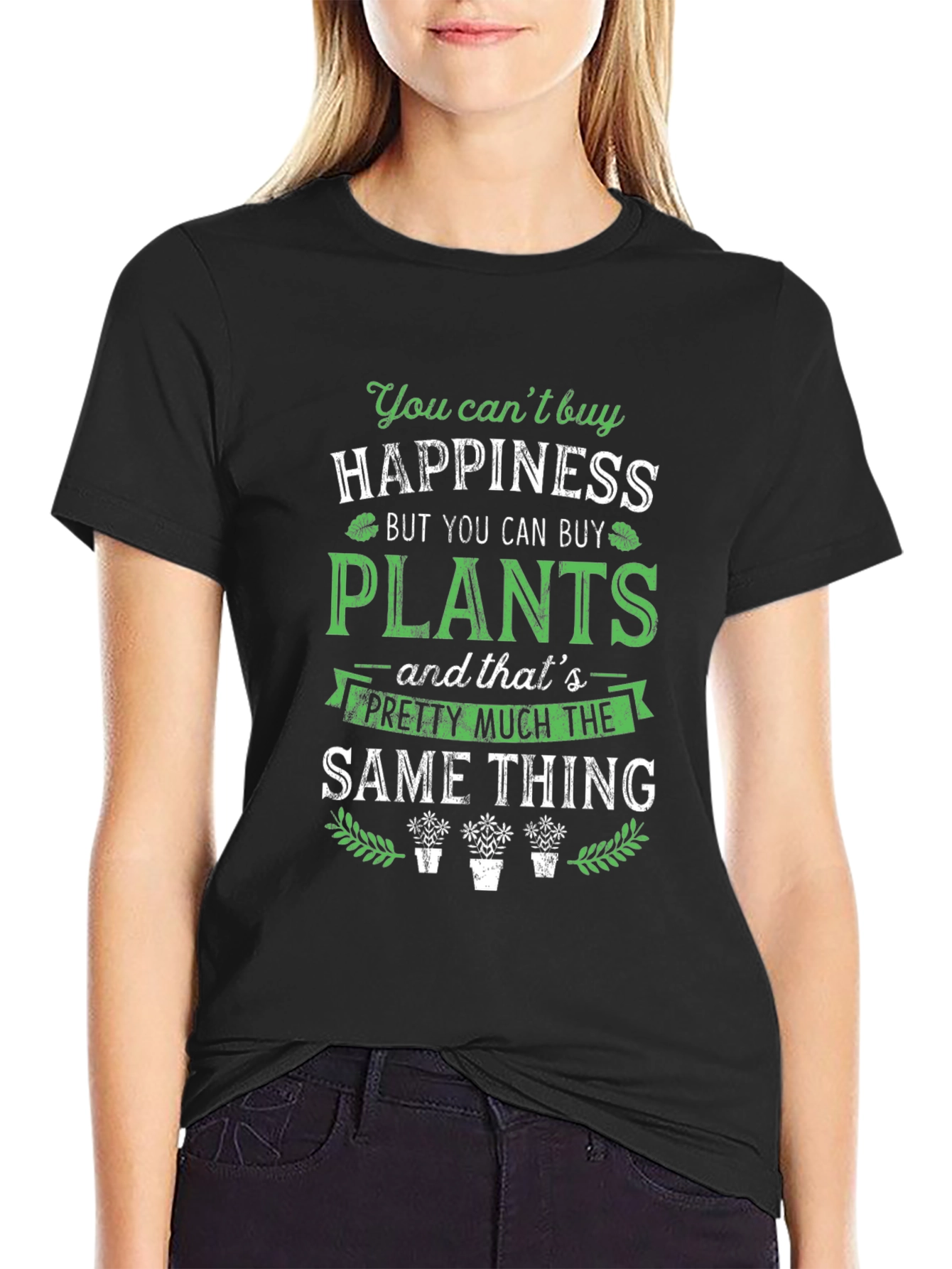 Black Happiness is Plants Graphic Tee view 2