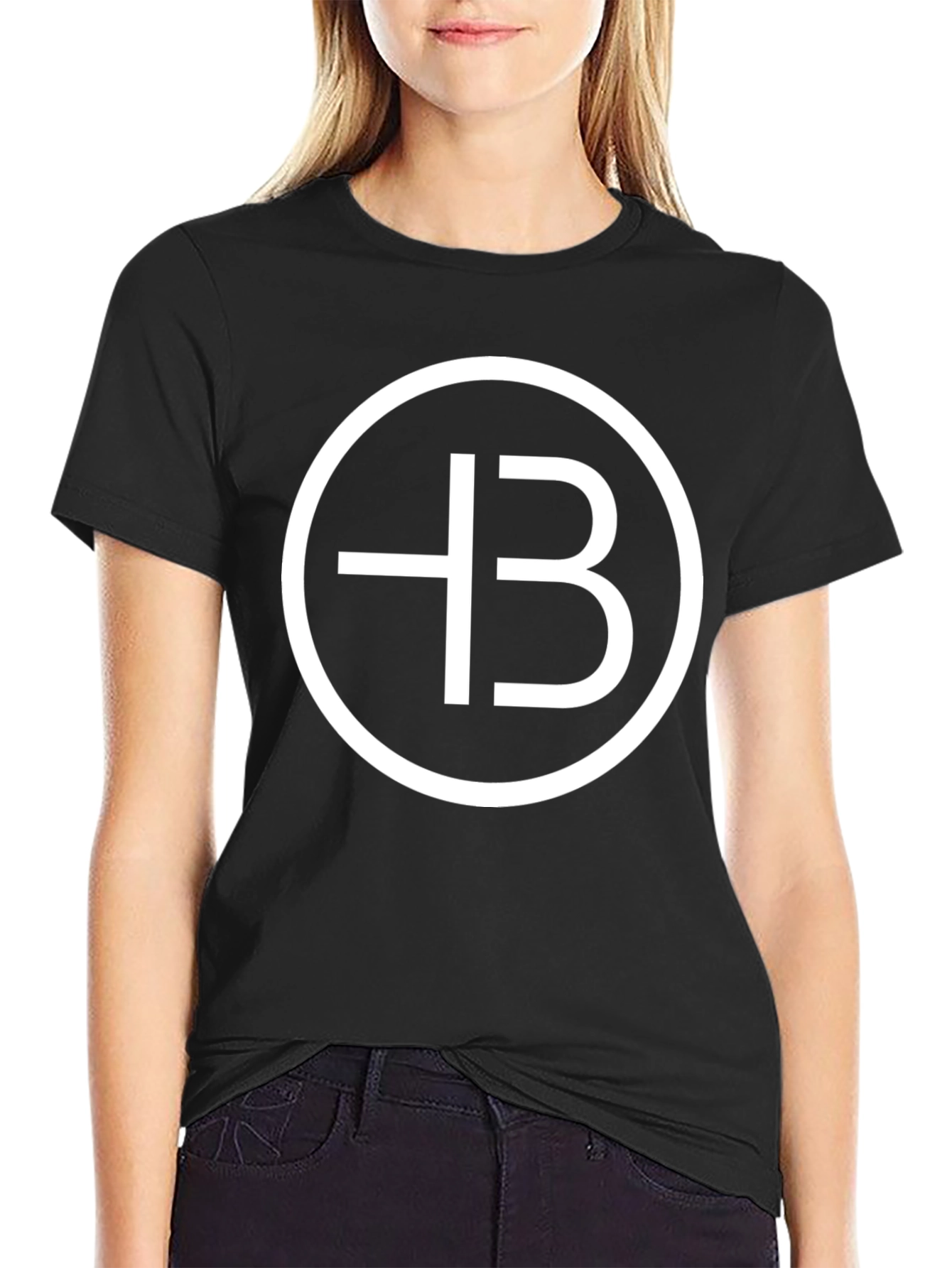 Black Modern Logo Graphic Tee - Black Cotton Blend view 2