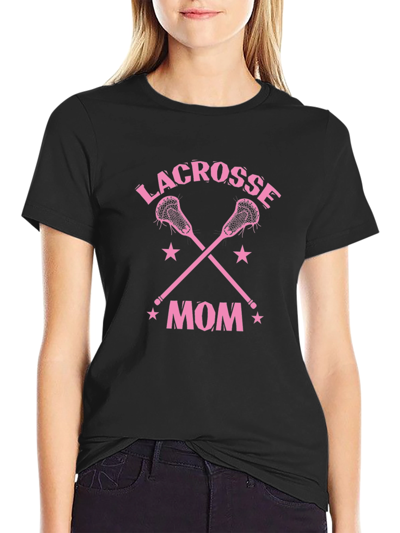 Black Lacrosse Mom Graphic Tee view 2