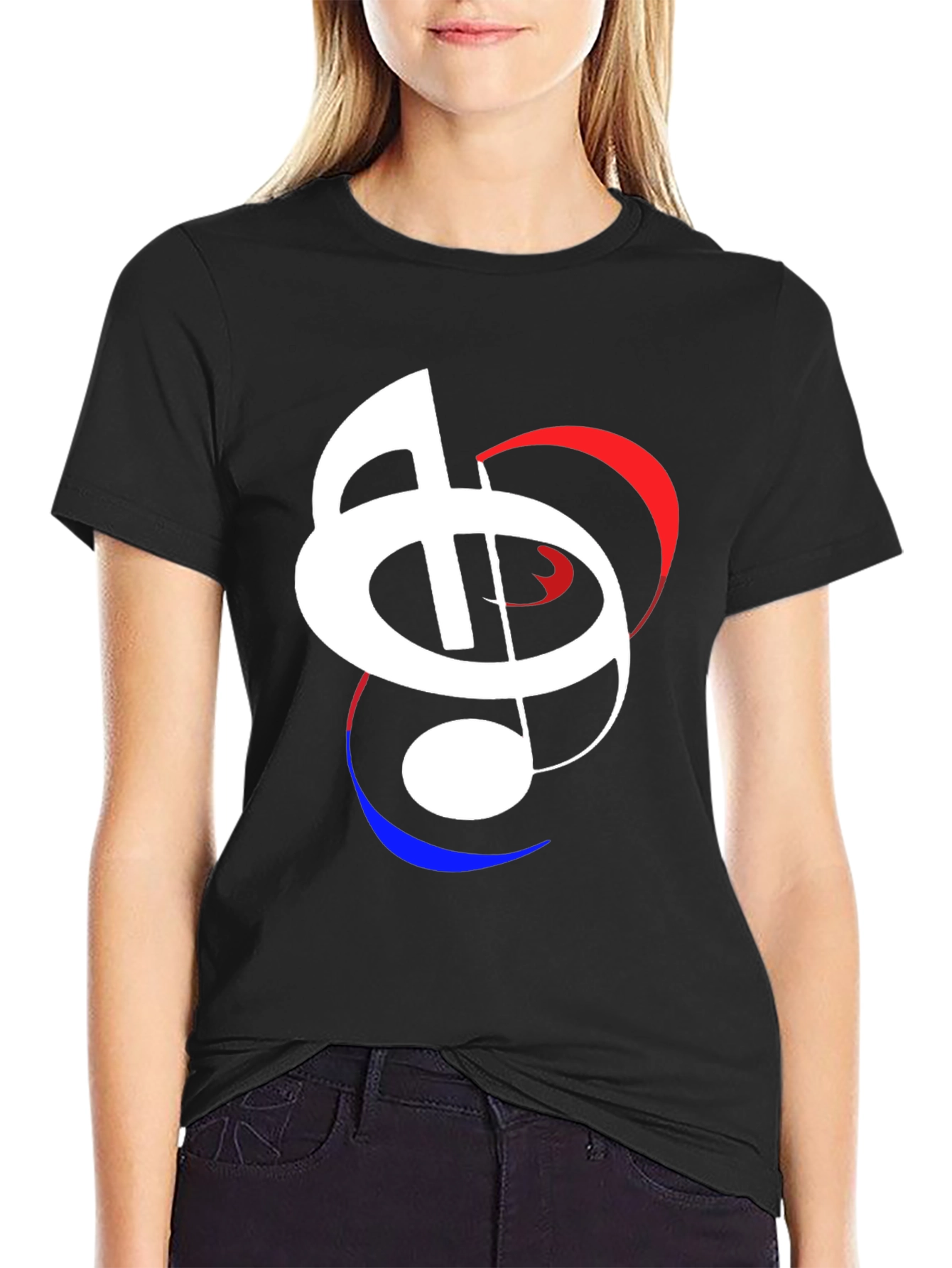 Black Musical Note Graphic Black T-Shirt view 2