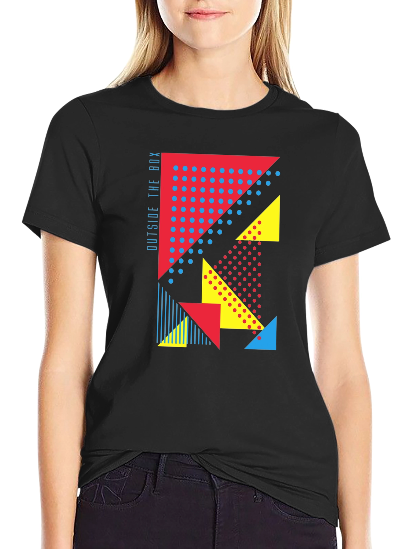 Black Geometric Graphic Print Tee - Outside the Box view 2