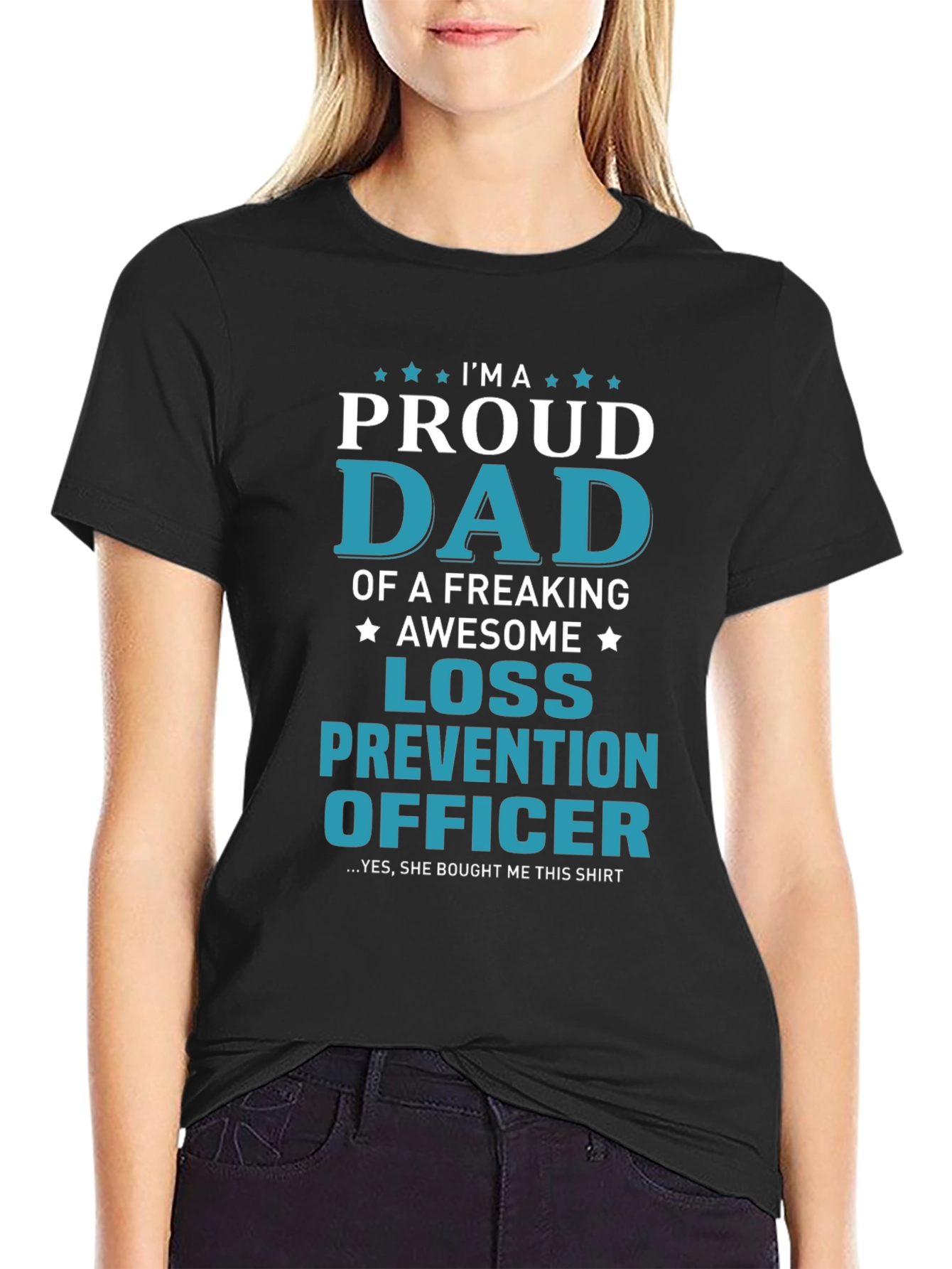 Black Proud Dad Loss Prevention Officer Graphic T-Shirt view 2