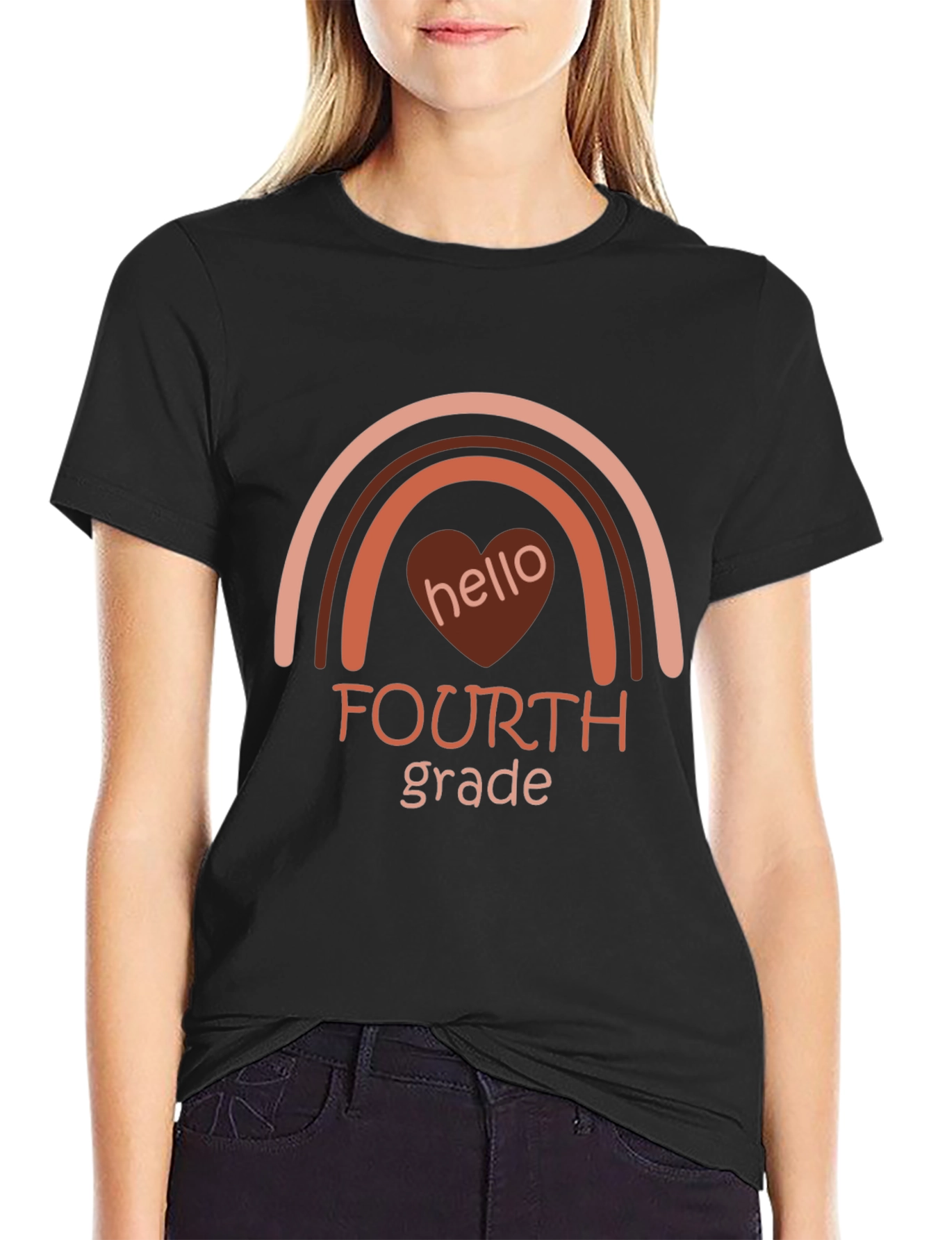 Black Fourth Grade Rainbow T-Shirt view 2