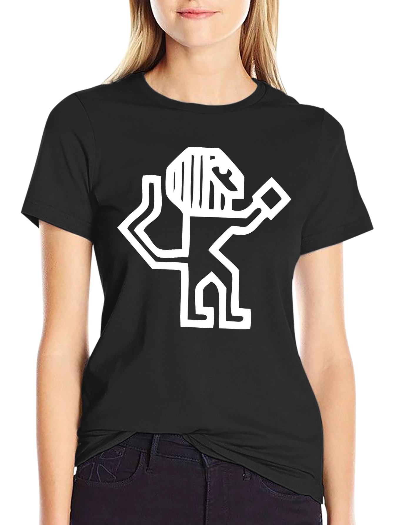 Black Abstract Graphic Tee - Stylish Black Cotton Shirt view 2