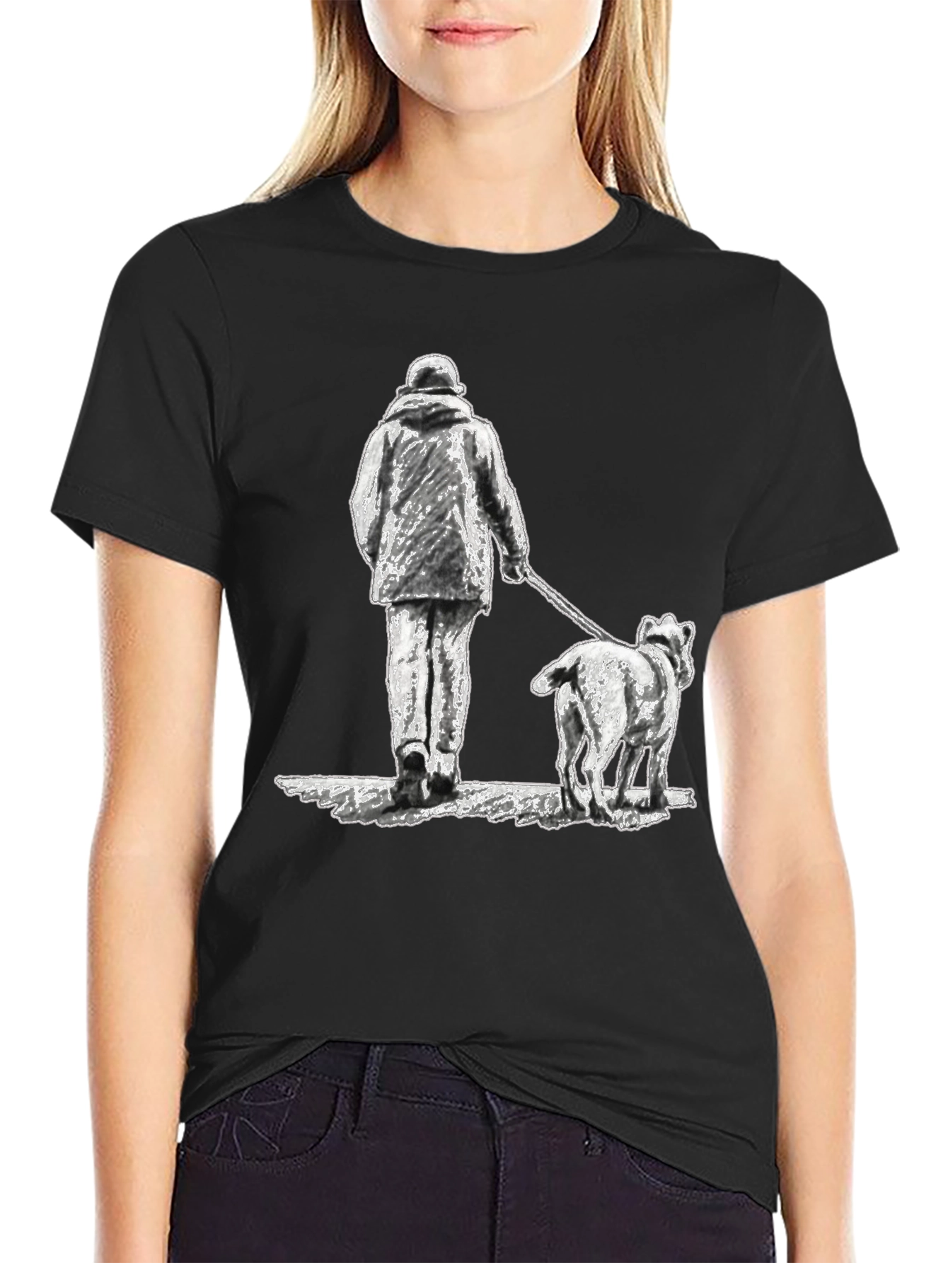 Black Dog Walk T-Shirt - Black Graphic Tee view 2