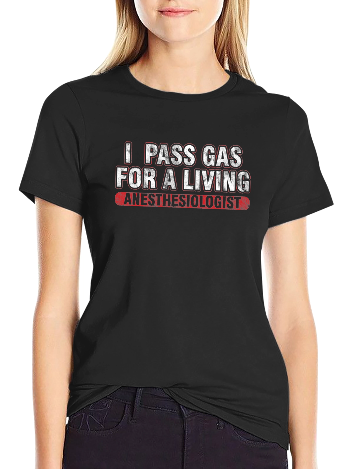 Black I Pass Gas Anesthesiologist Funny Black T-Shirt view 2