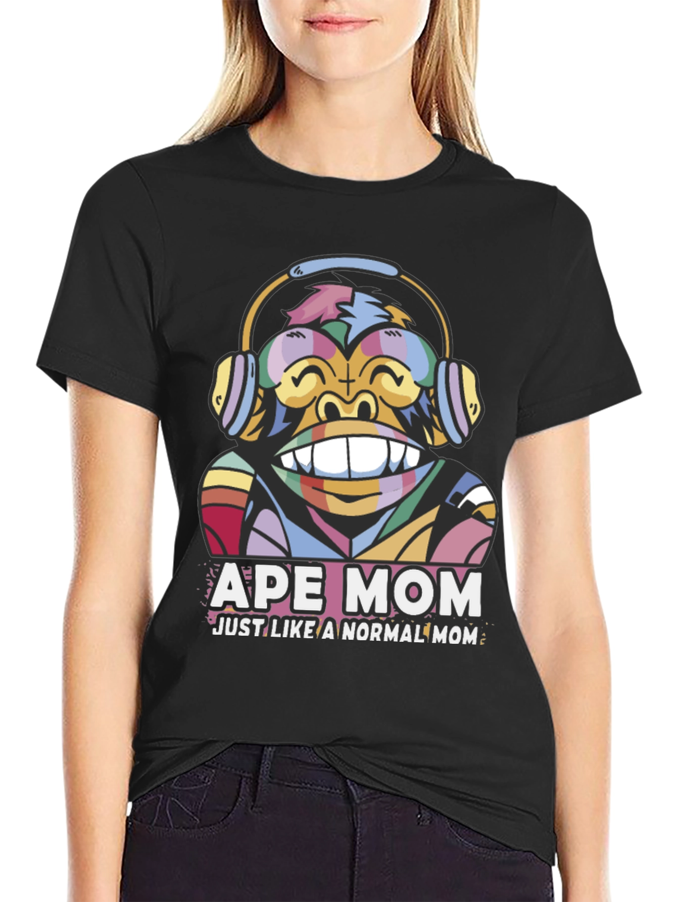 Black Ape Mom T-Shirt - Fun Graphic Tee view 2