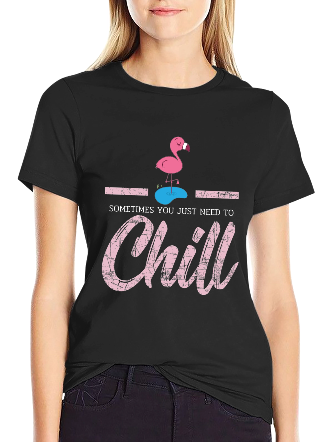 Black Chill Flamingo Graphic Tee - Black view 2