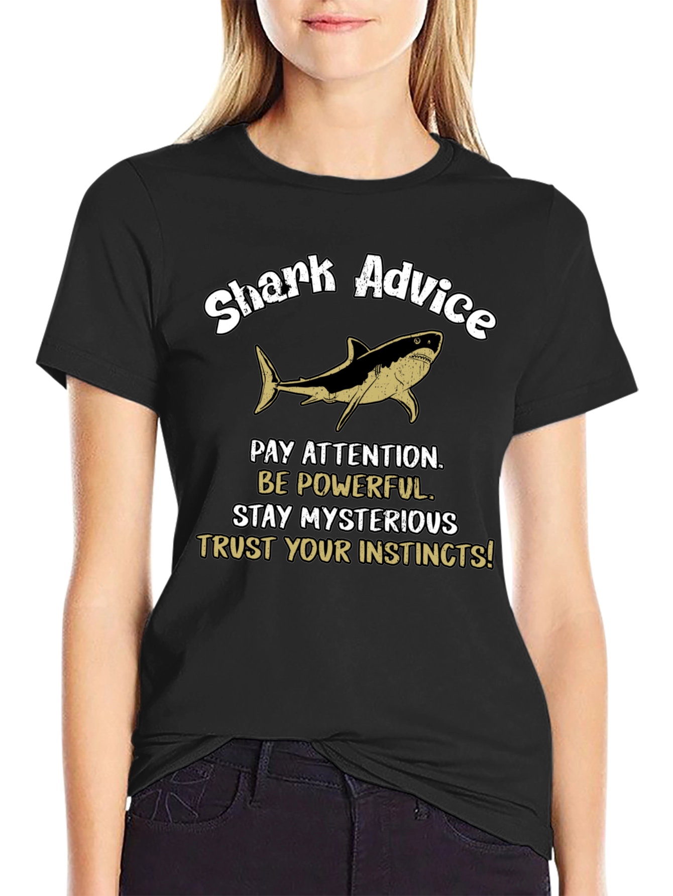 Black Shark Advice Graphic T-Shirt - Pay Attention Tee view 2