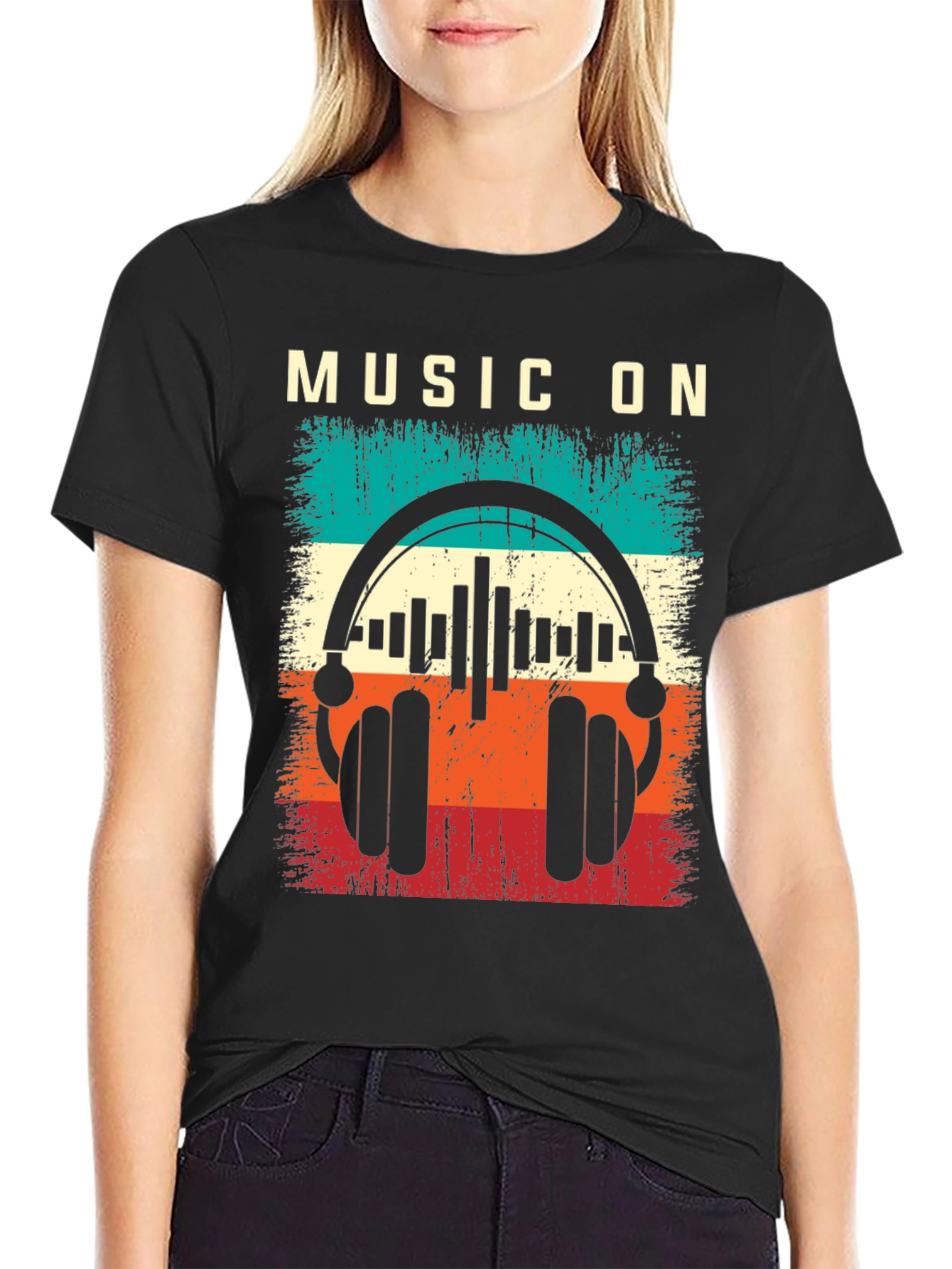 Black Music On Graphic T-Shirt Retro Style view 2