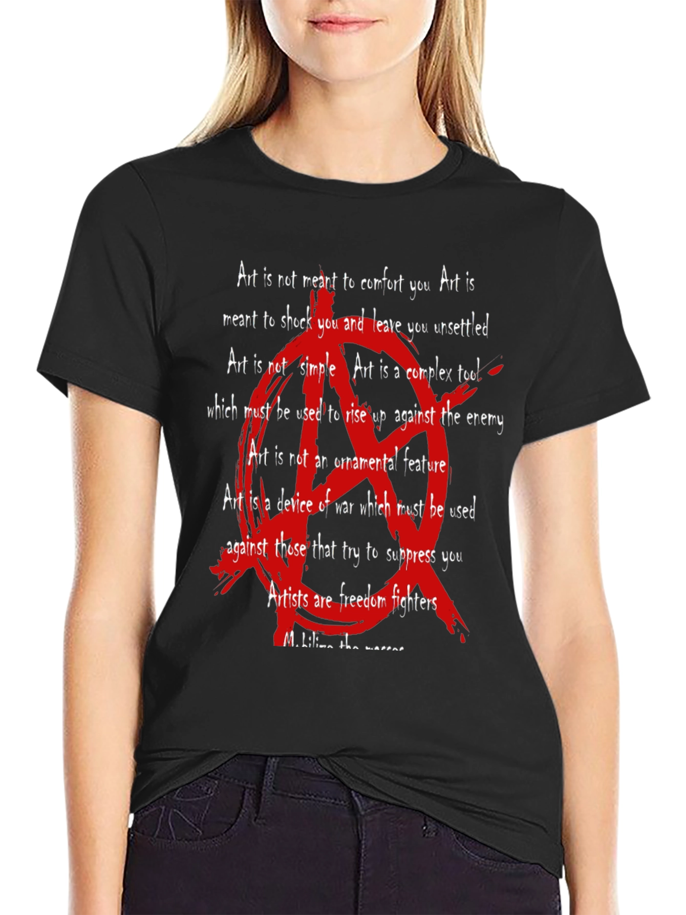 Black Anarchy Art Quote T-Shirt - Freedom Fighters Tee view 2