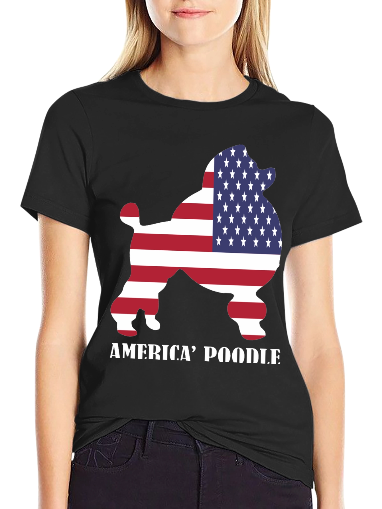 Black America' Poodle T-Shirt view 2