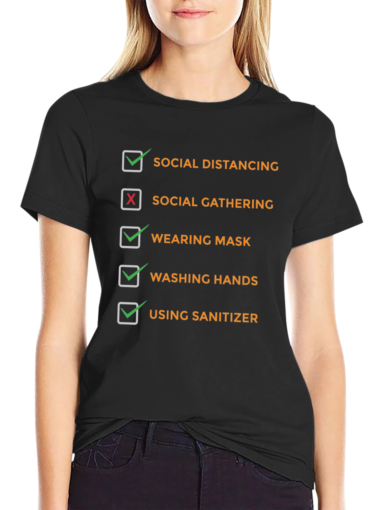 Black Social Distancing Graphic T-Shirt view 2