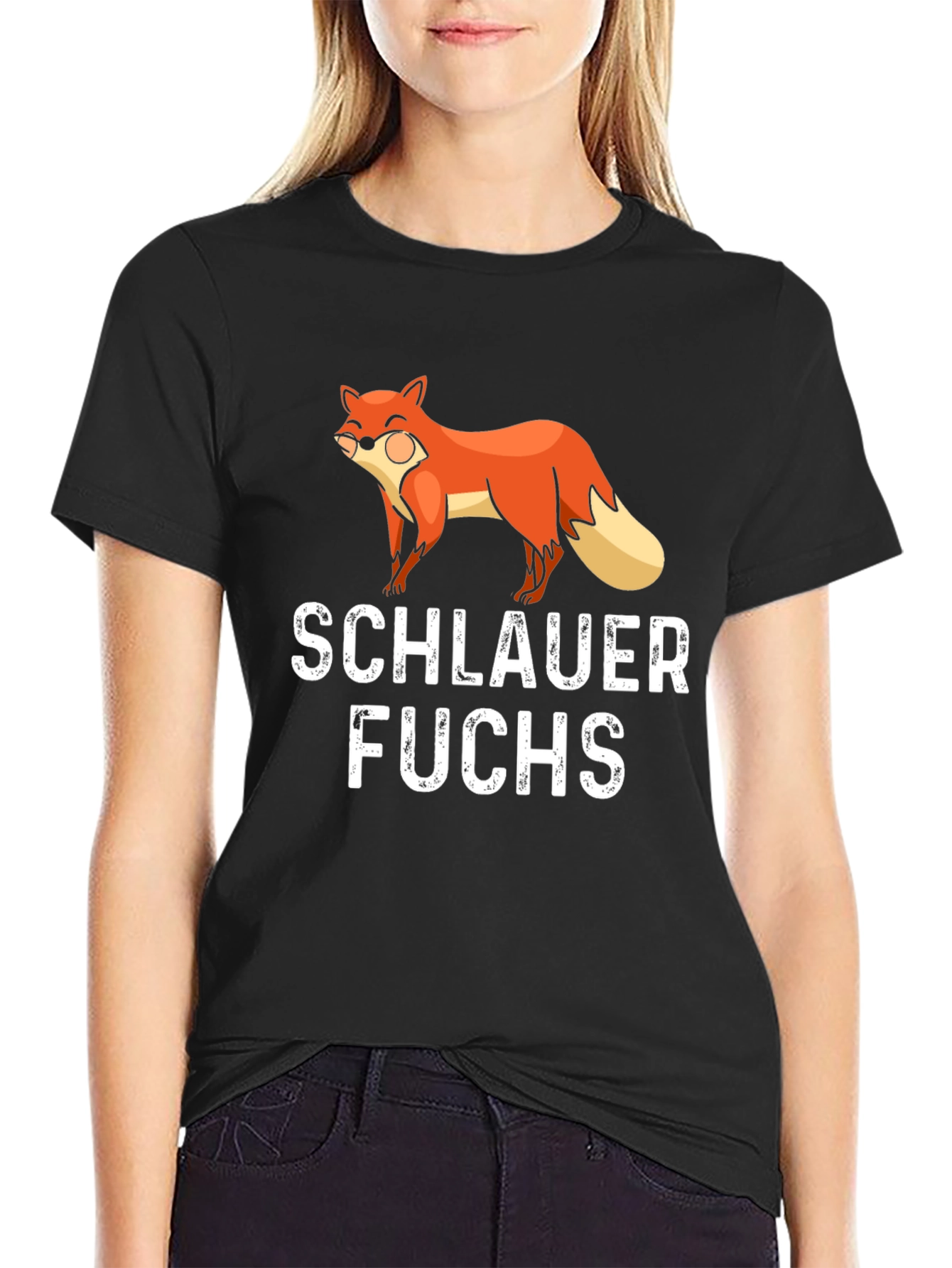 Black Smarter Fox Funny T-Shirt, Novelty Tee view 2