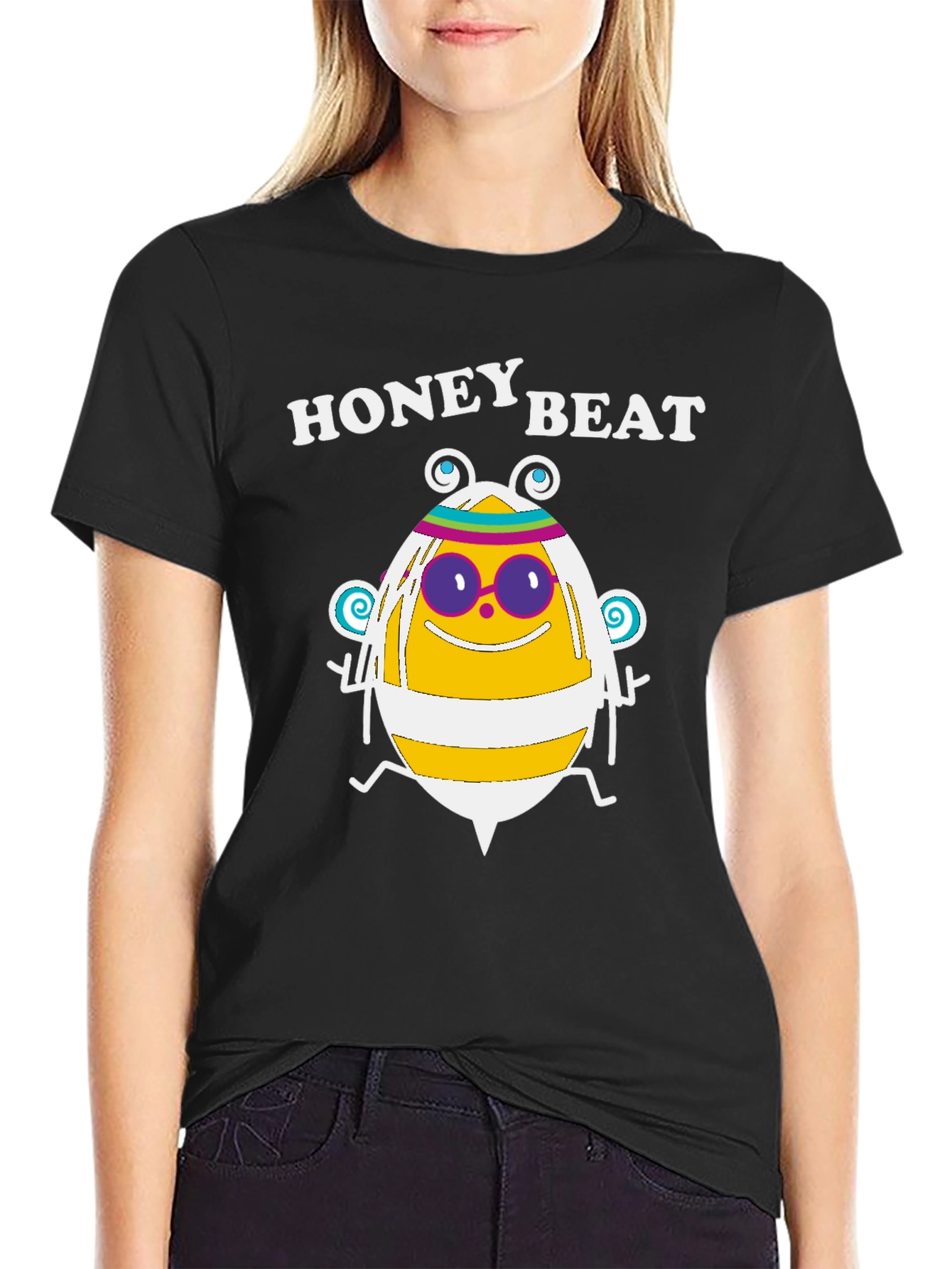 Black Honey Beat T-Shirt - Bee Design - Graphic Tee view 2
