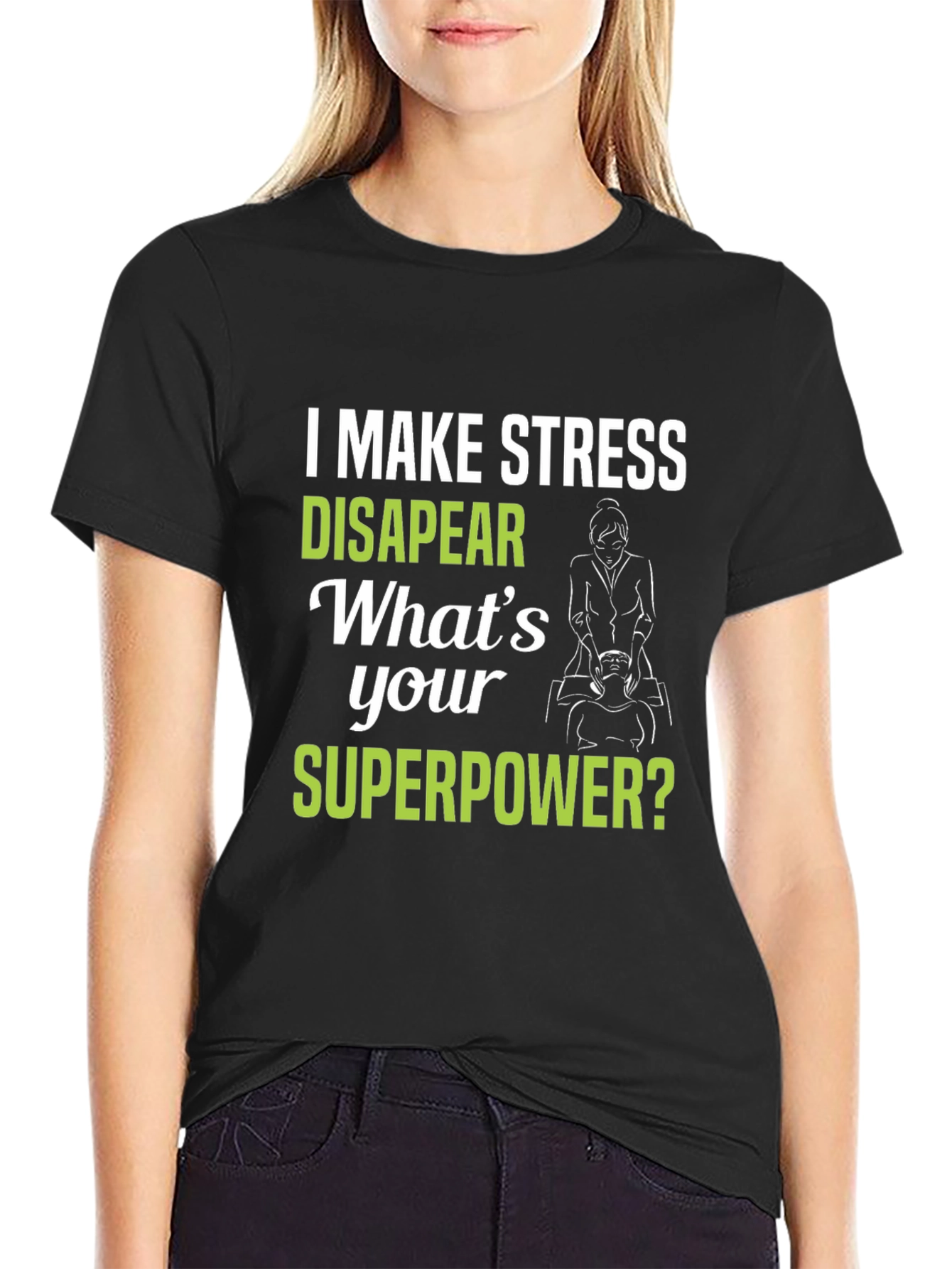 Black Stress Relief Superpower T-Shirt view 2