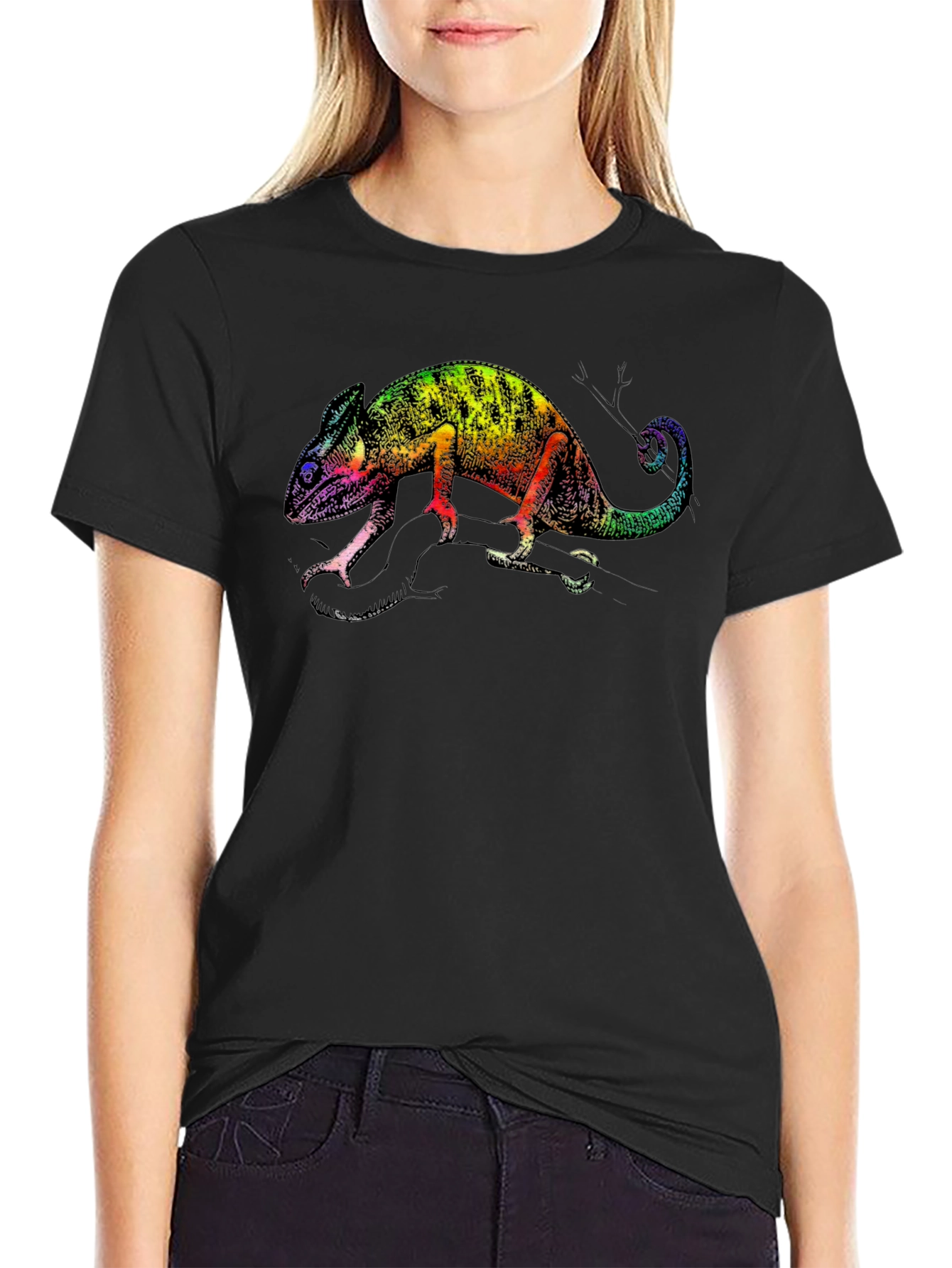 Black Rainbow Chameleon Graphic Tee view 2
