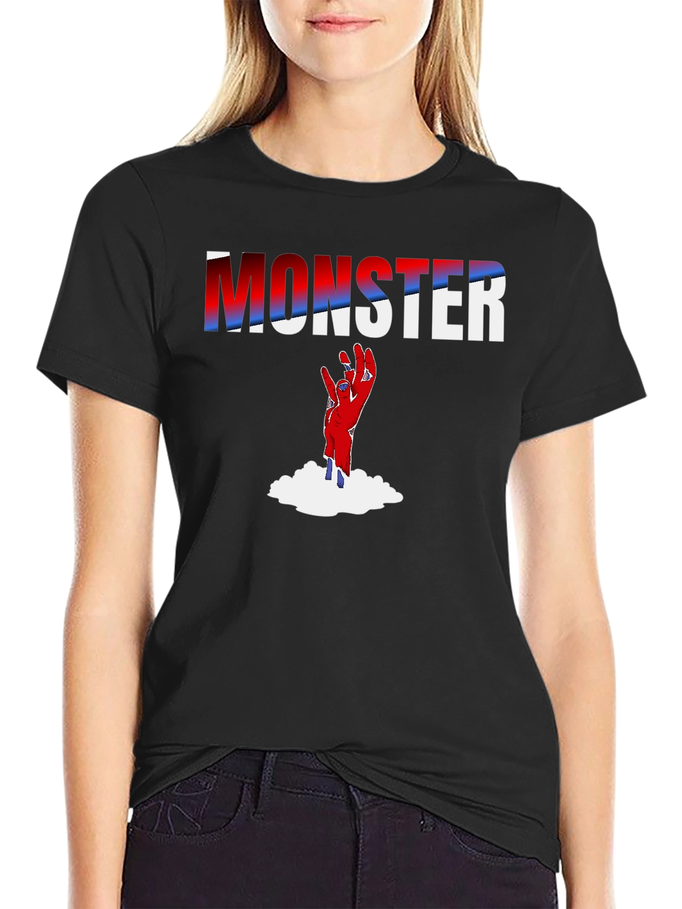 Black Monster Hand Graphic T-Shirt - Black view 2