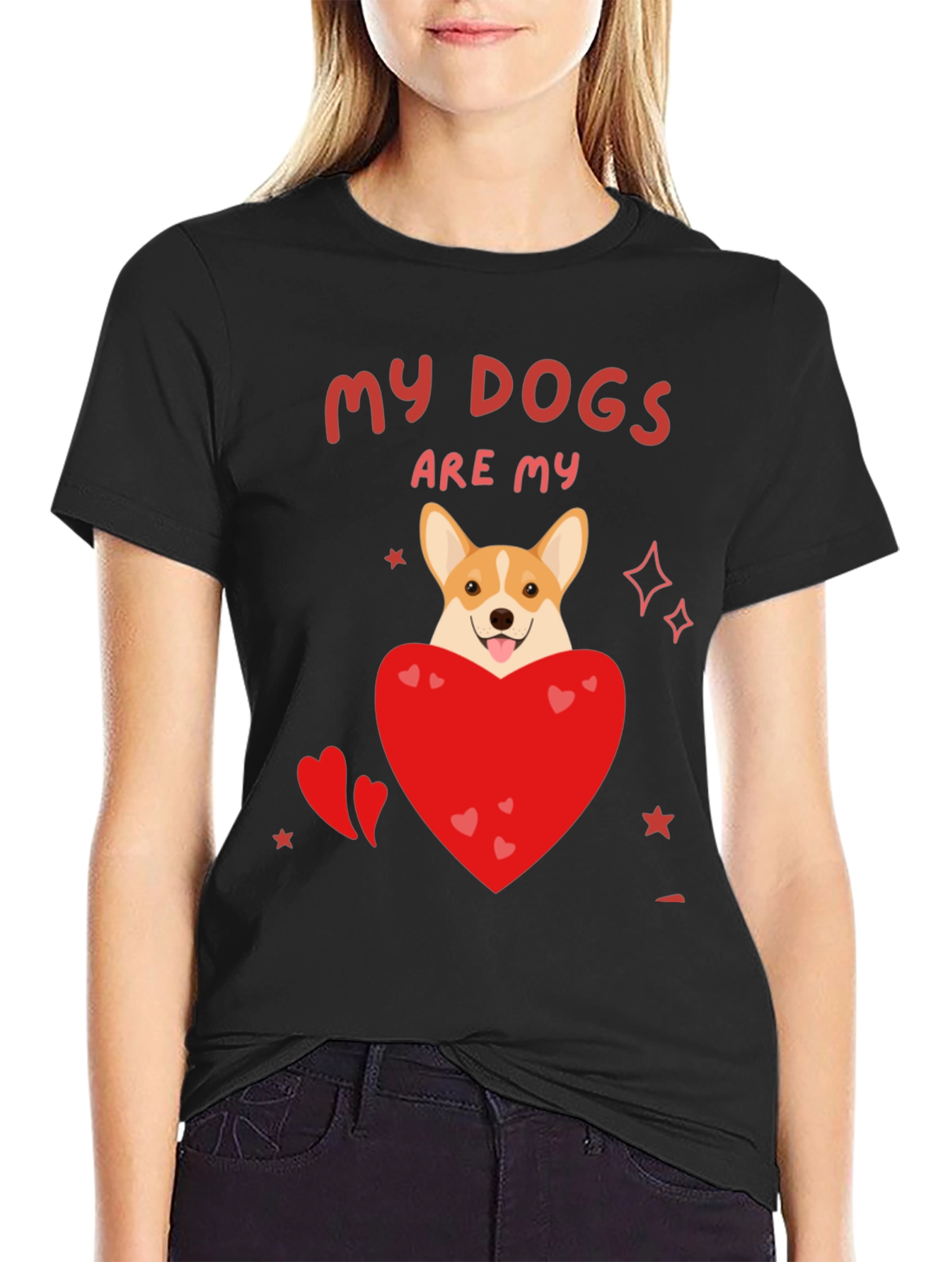 Black My Dogs Are My Valentines T-Shirt view 2
