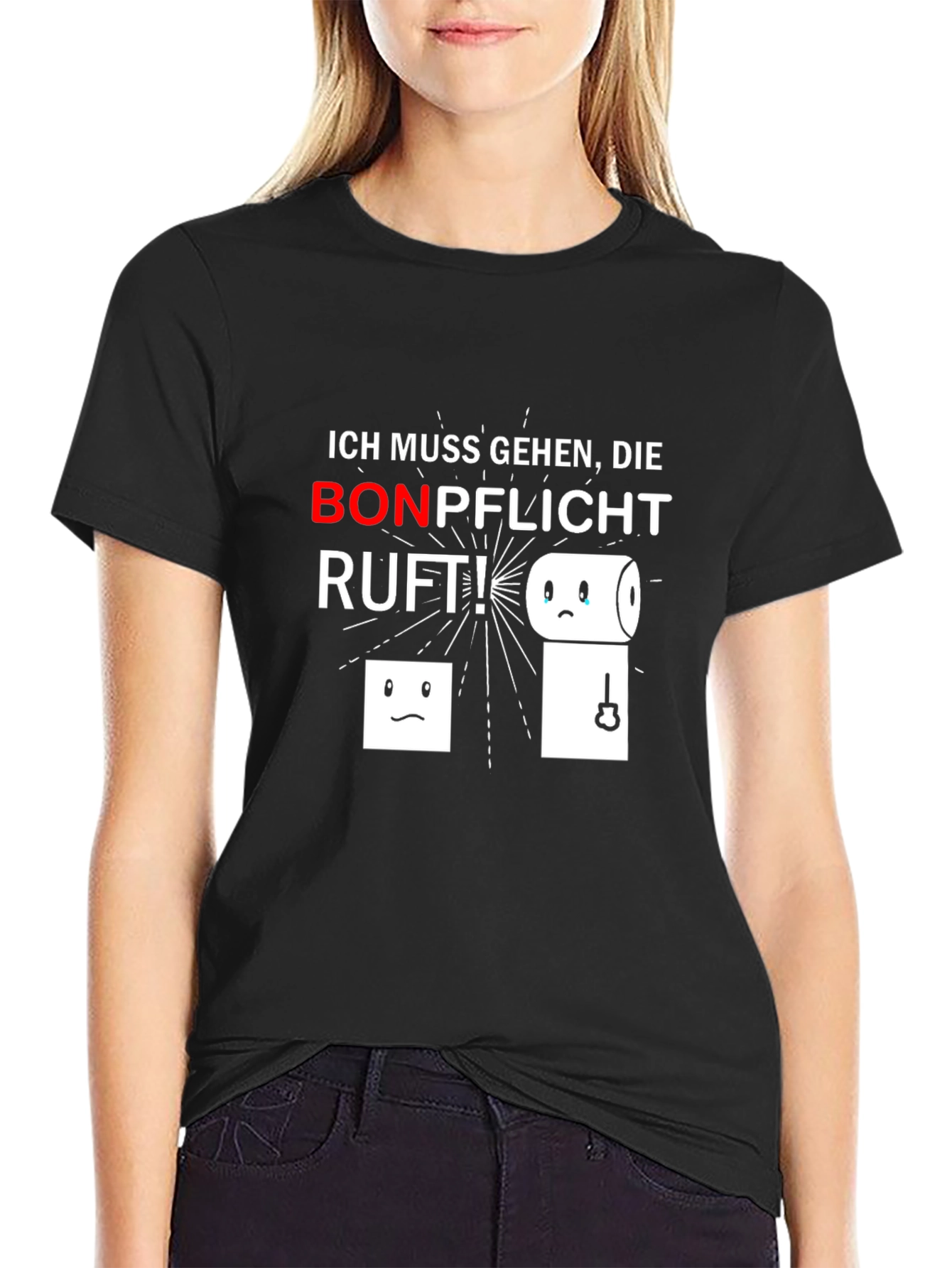 Black Ich Muss Gehen T-Shirt Funny Toilet Paper Design view 2