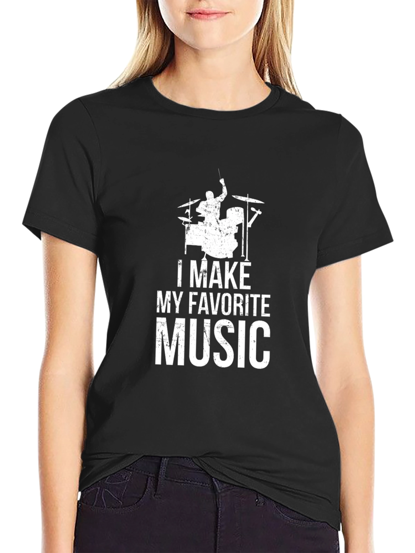 Black I Make My Favorite Music Drummer Graphic Tee view 2