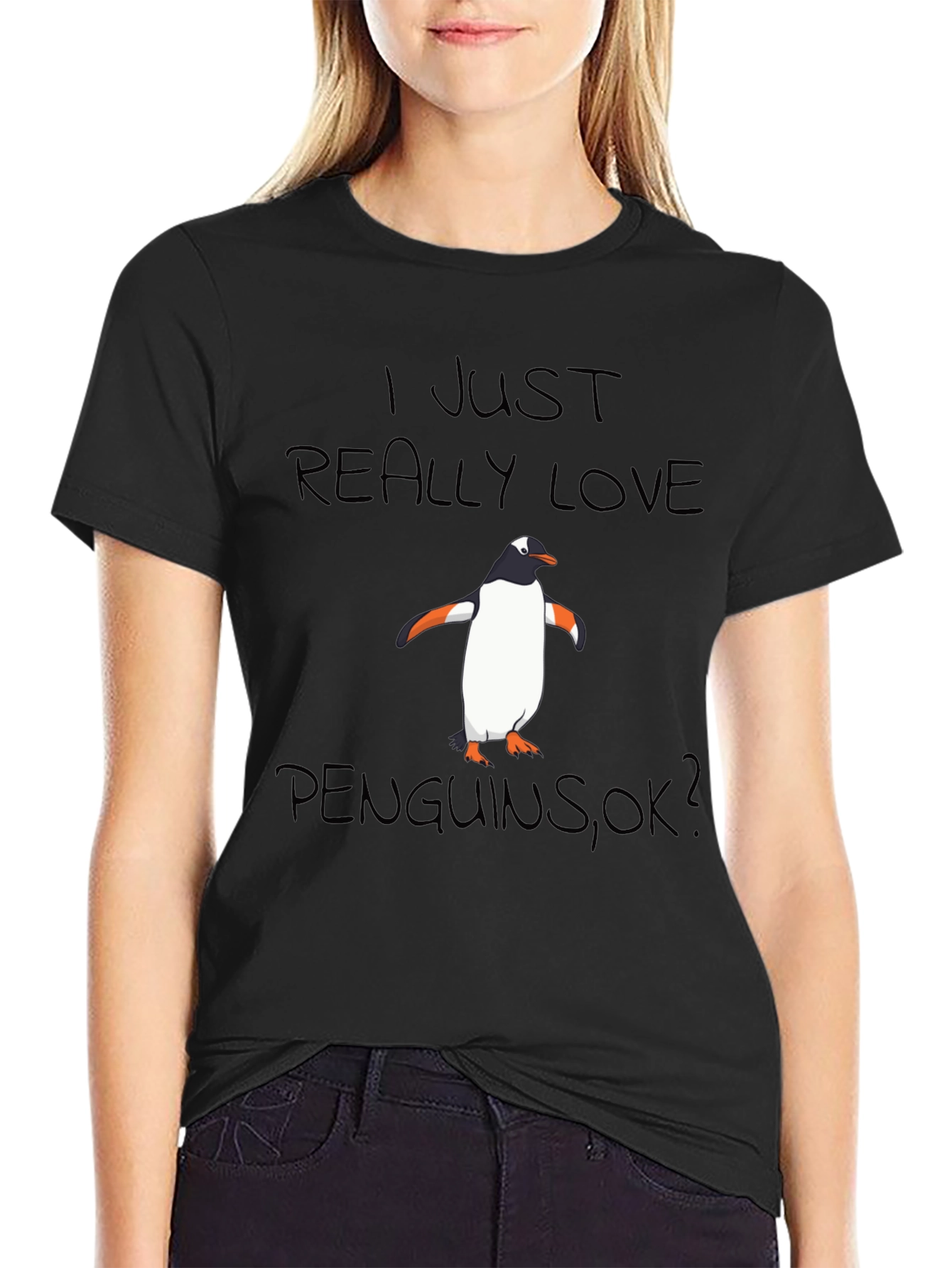 Black Penguin Lover Black T-Shirt view 2