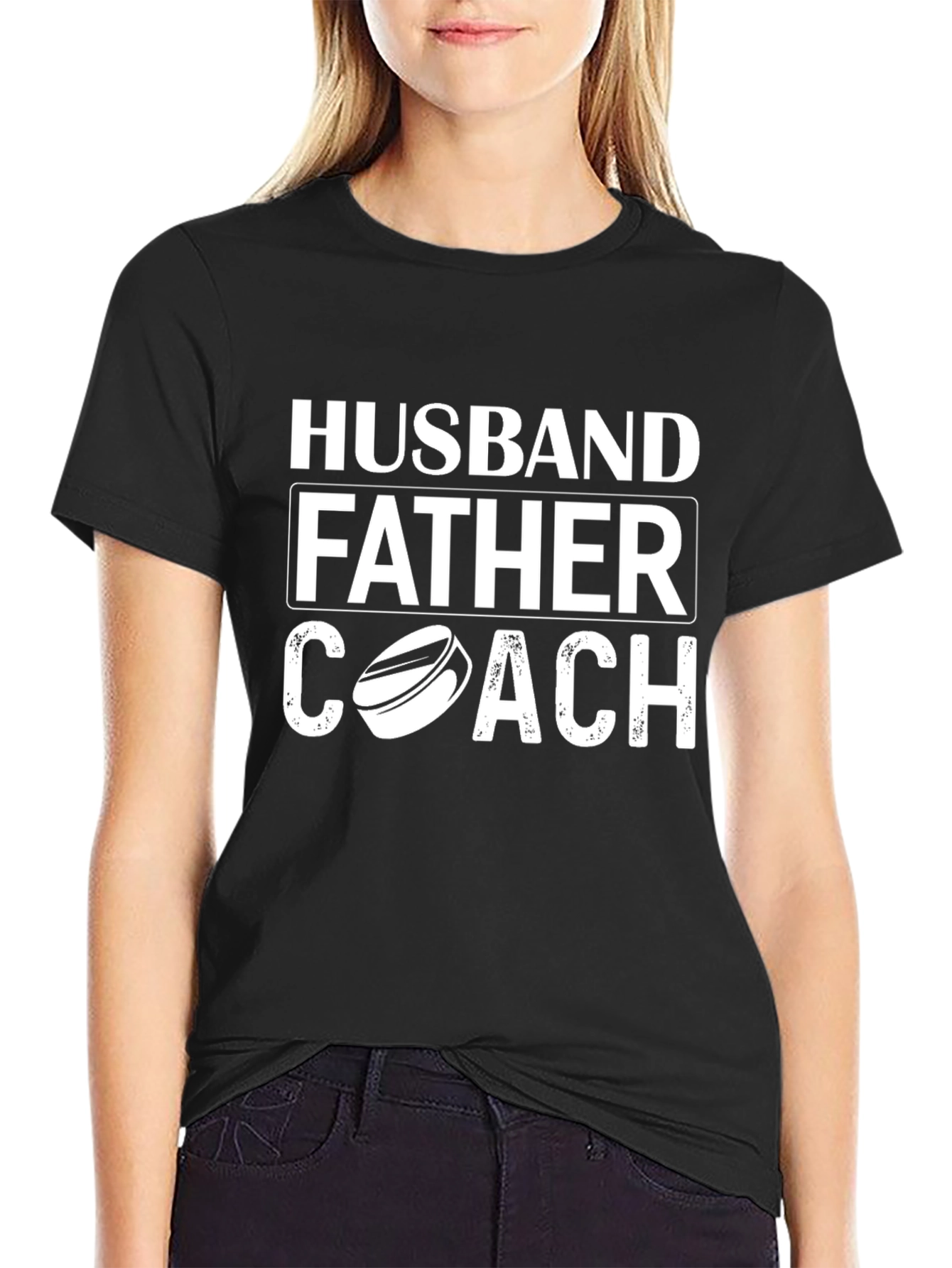 Black Husband Father Coach Black T-Shirt view 2