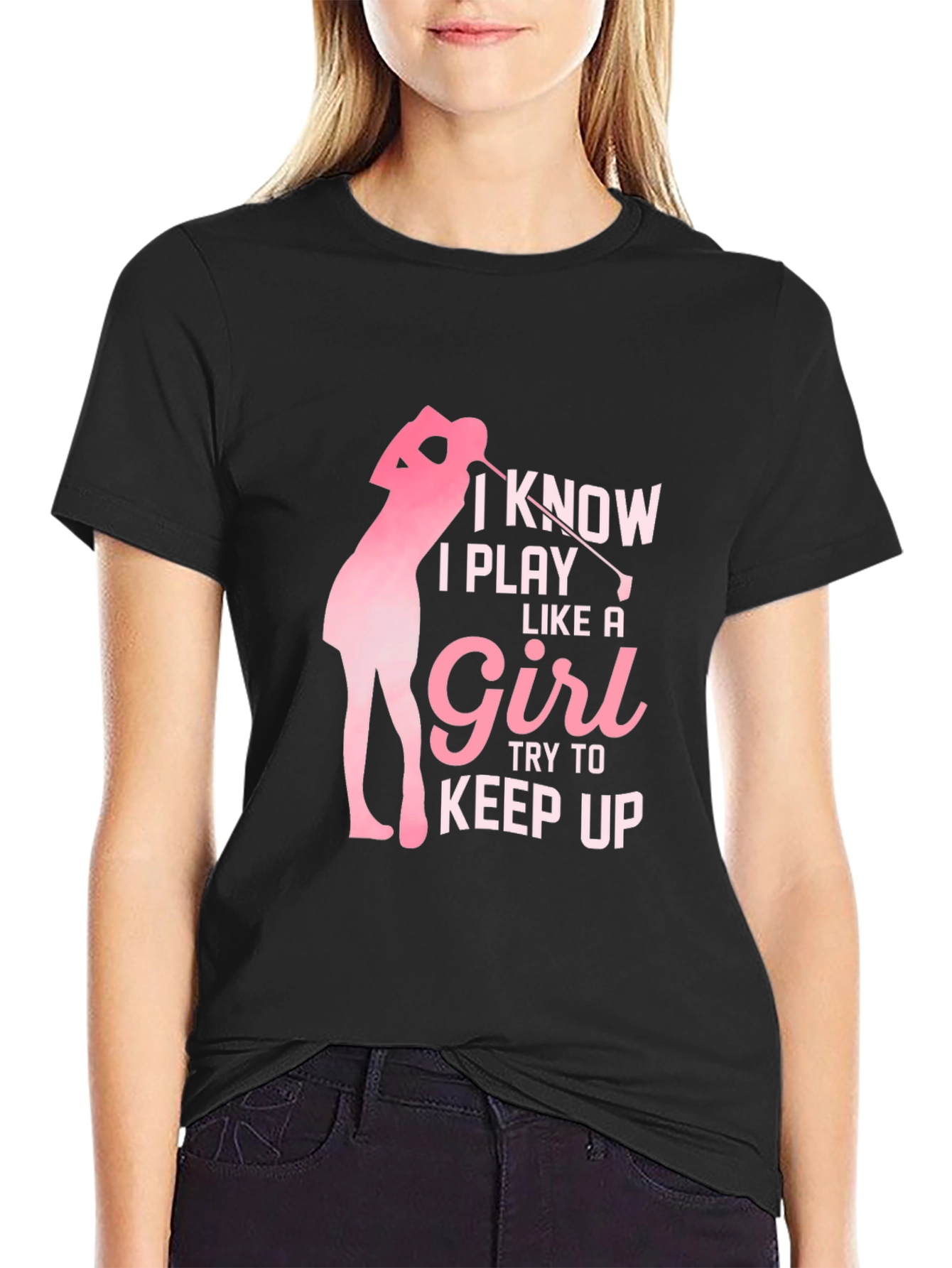 Black I Play Like a Girl Golf T-Shirt view 2