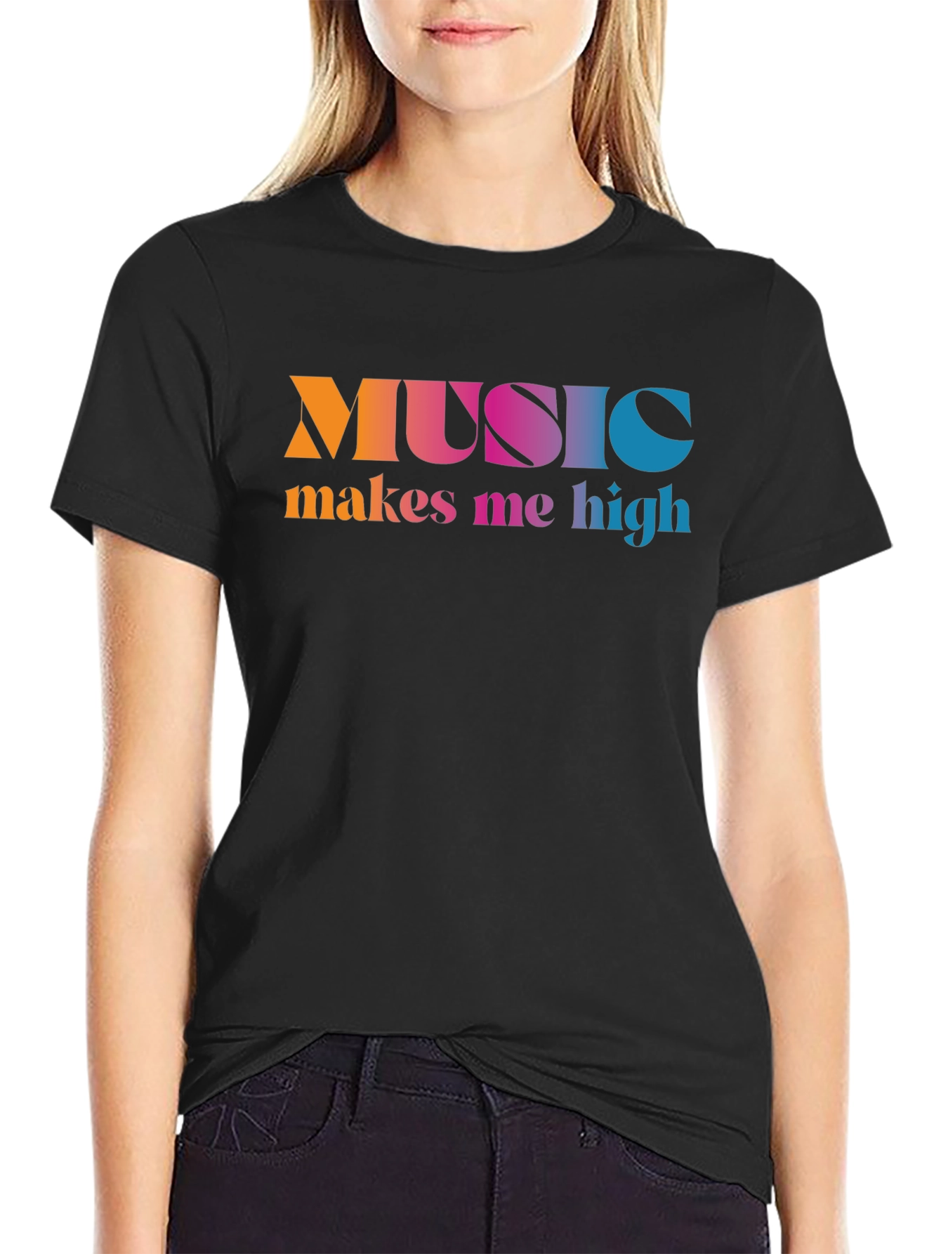 Black Music Makes Me High T-Shirt - Colorful Graphic Tee view 2